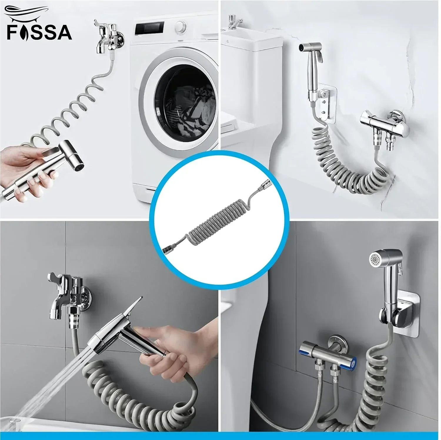 Flexible Spring Shower Hose Pipe - 1 Meter Grey - Image 5