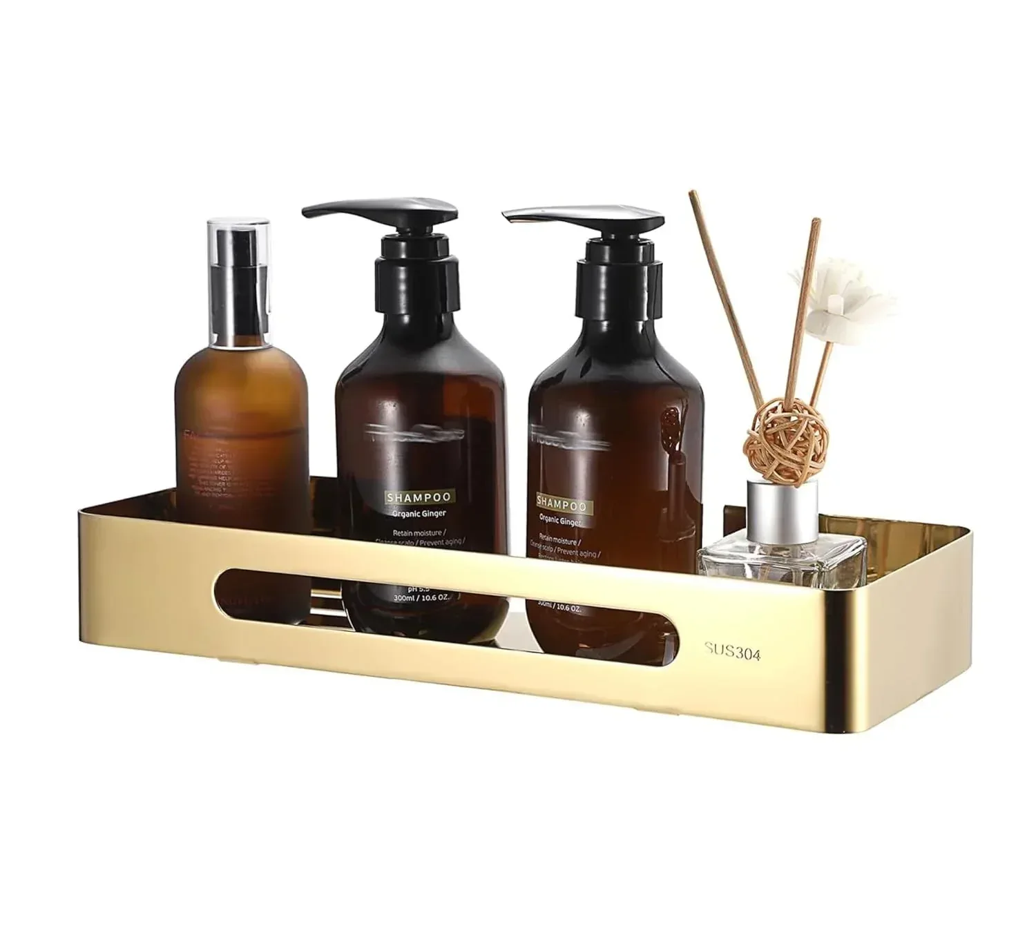 Square Stainless Steel Corner Shelf (Gold)
