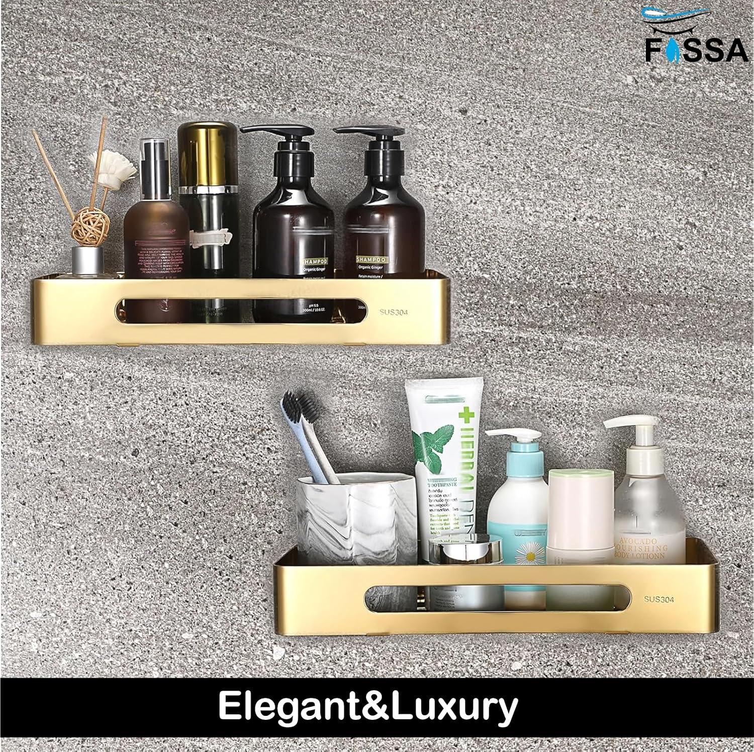 Square Stainless Steel Corner Shelf  (Gold) 2 set - Image 4