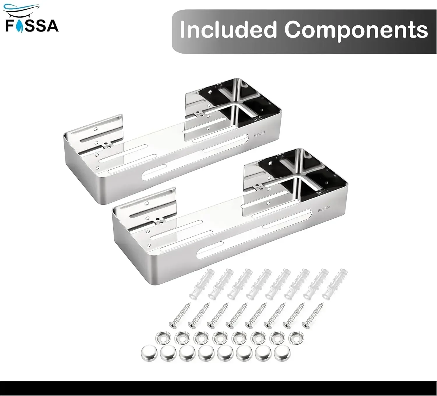Square Stainless Steel Corner Shelf (Silver) 2 Set - Image 3