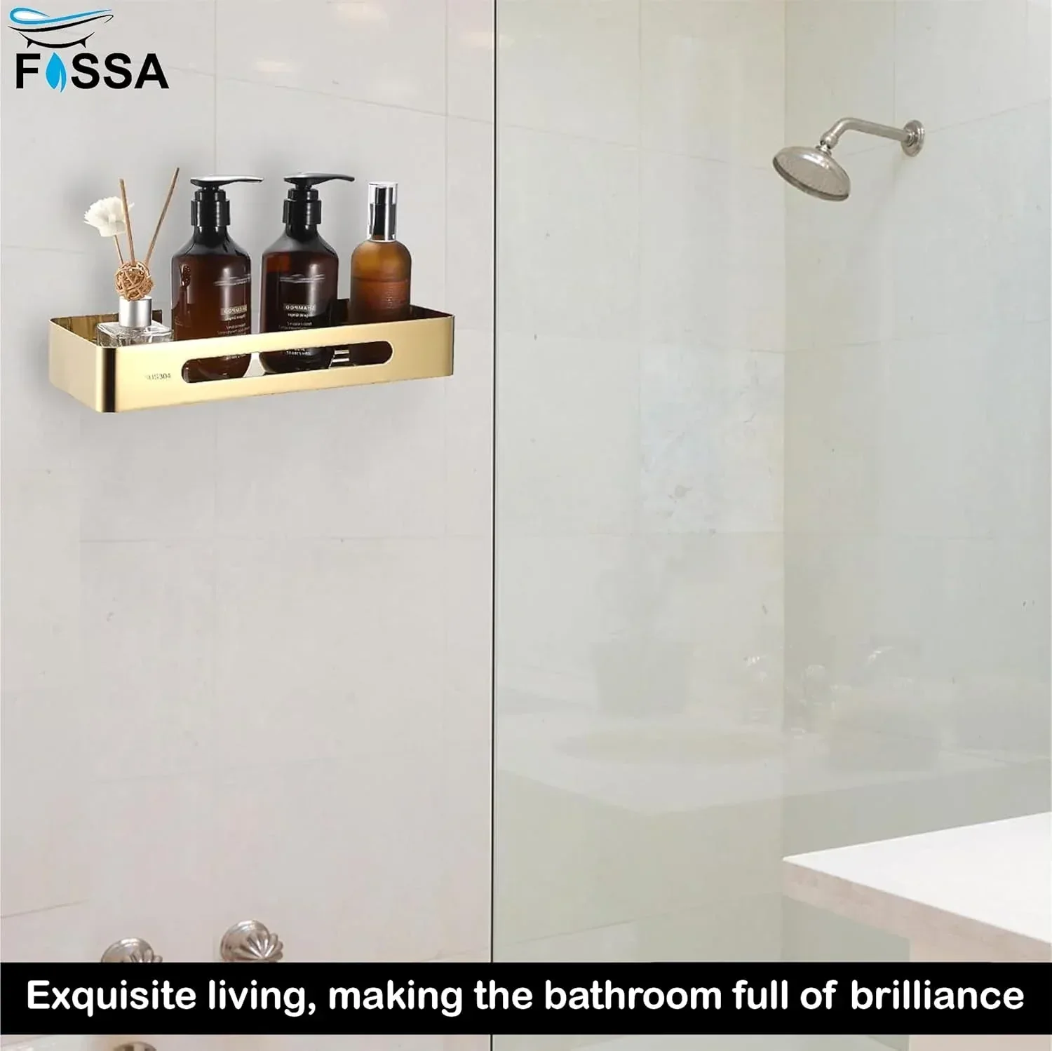 Square Stainless Steel Corner Shelf (Gold) 3 set - Image 5