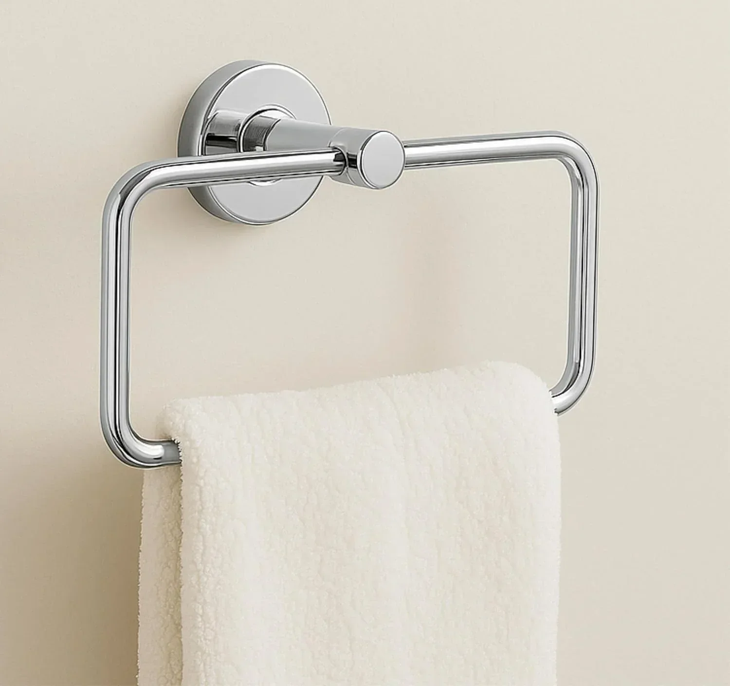 Square Stainless Steel Towel Ring Silver