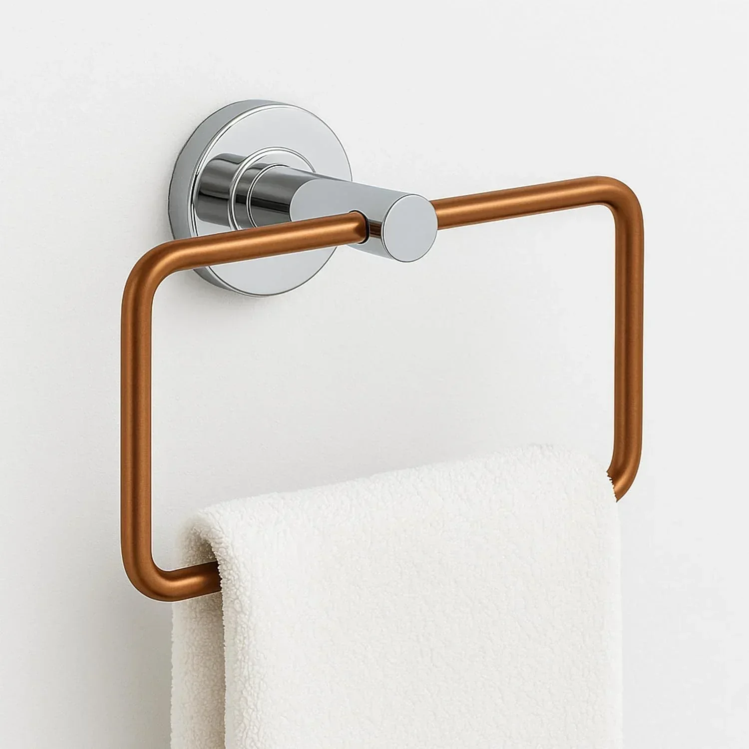 Square Stainless Steel Towel Ring Rose Gold + Silver