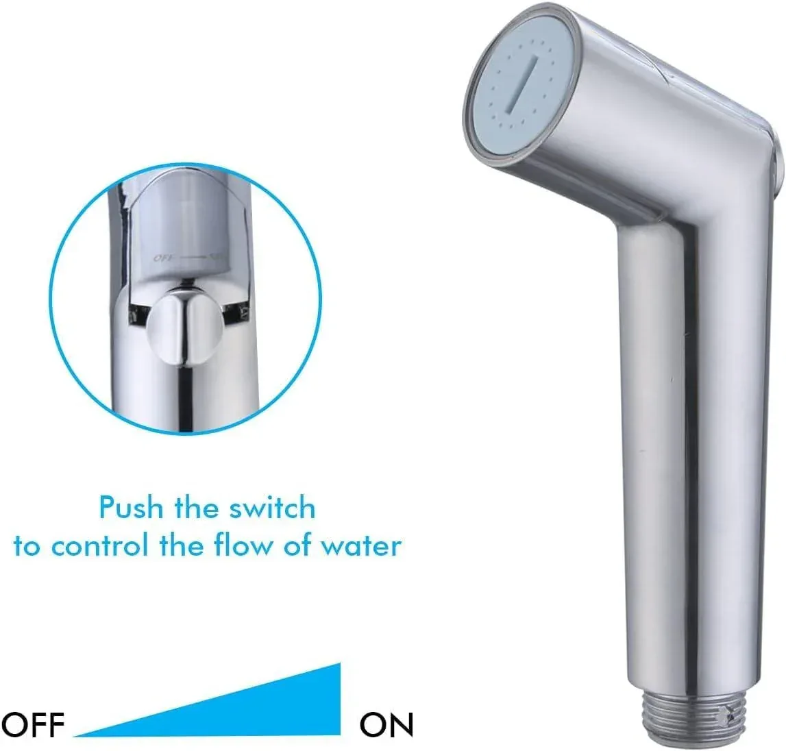 Stady Handheld Bidet Sprayer Silver ABS Health Faucet with 1 Meter 304-Grade SS Hose Pipe & Hook - Image 2