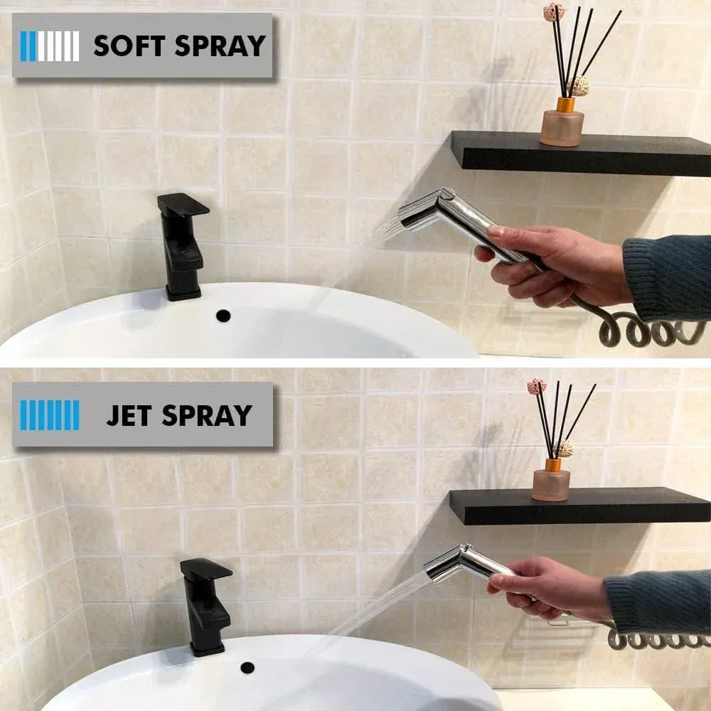 Stady Handheld Bidet Sprayer Silver ABS Health Faucet with 1 Meter 304-Grade SS Hose Pipe & Hook - Image 5