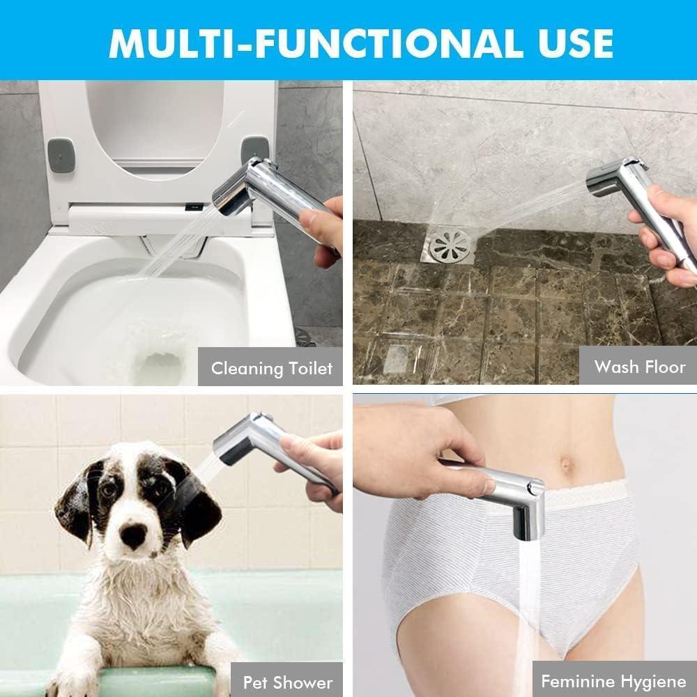 Stady Handheld Bidet Sprayer Silver ABS Health Faucet with 1 Meter 304-Grade SS Hose Pipe & Hook - Image 6