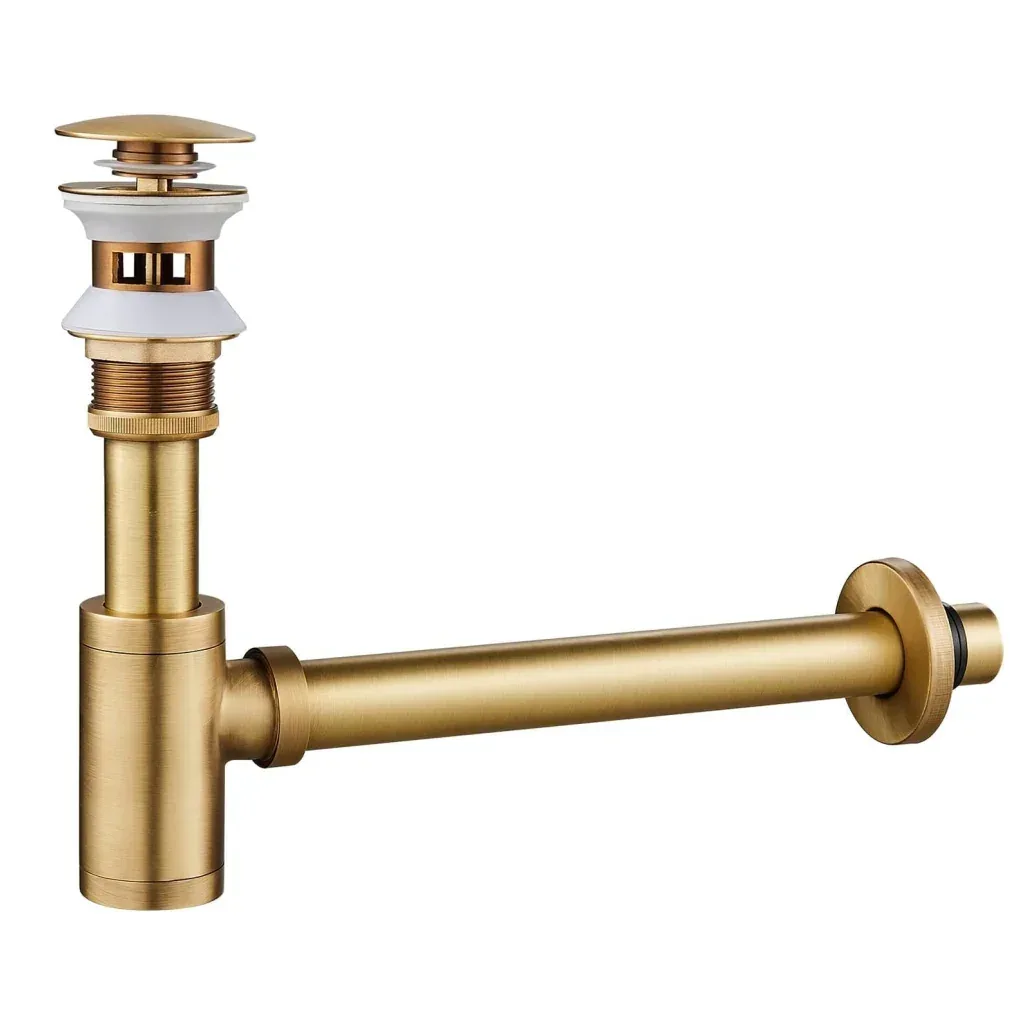 12 inch Stainless Steel Gold Bottle Trap with Flange and Pop up Coupling