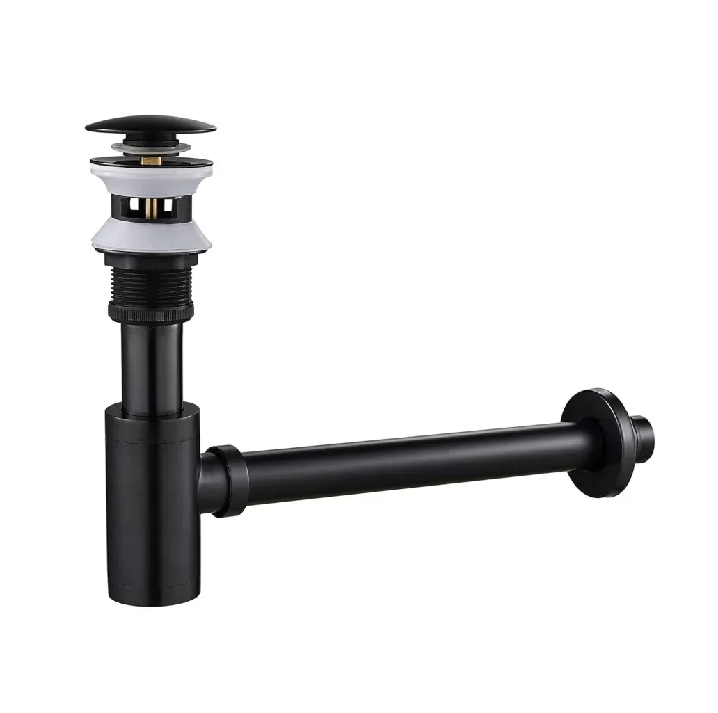 12 inch Stainless Steel Black Bottle Trap with Flange and Pop up Coupling