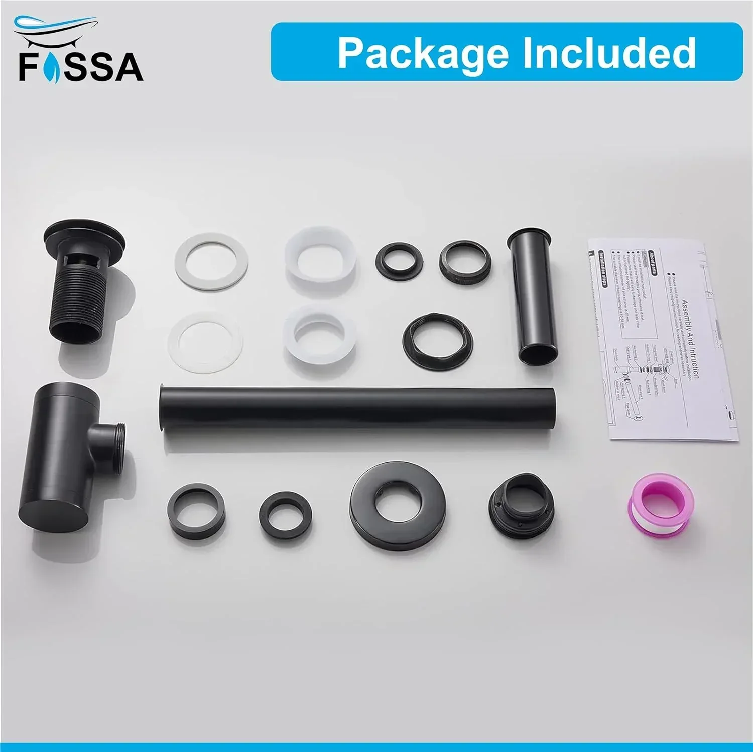 12 inch Stainless Steel Black Bottle Trap with Flange and Pop up Coupling - Image 7