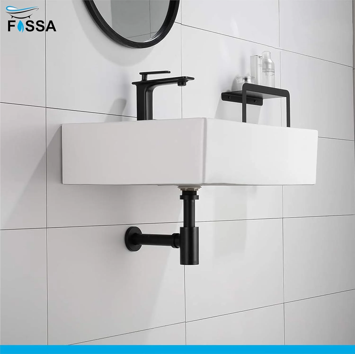 12 inch Stainless Steel Black Bottle Trap with Flange - Image 2