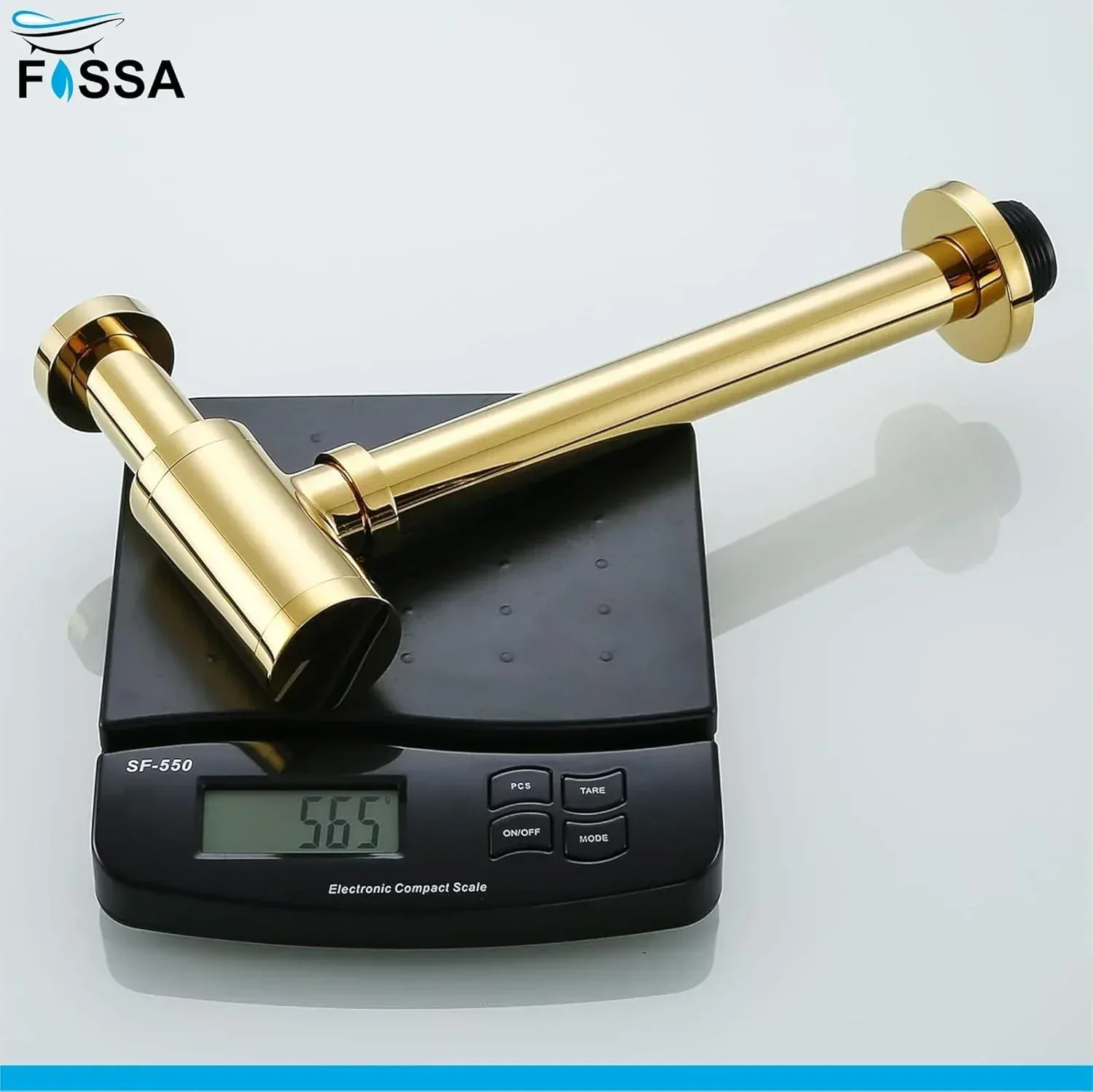 12 inch Stainless Steel Gold Bottle Trap with Flange - Image 6