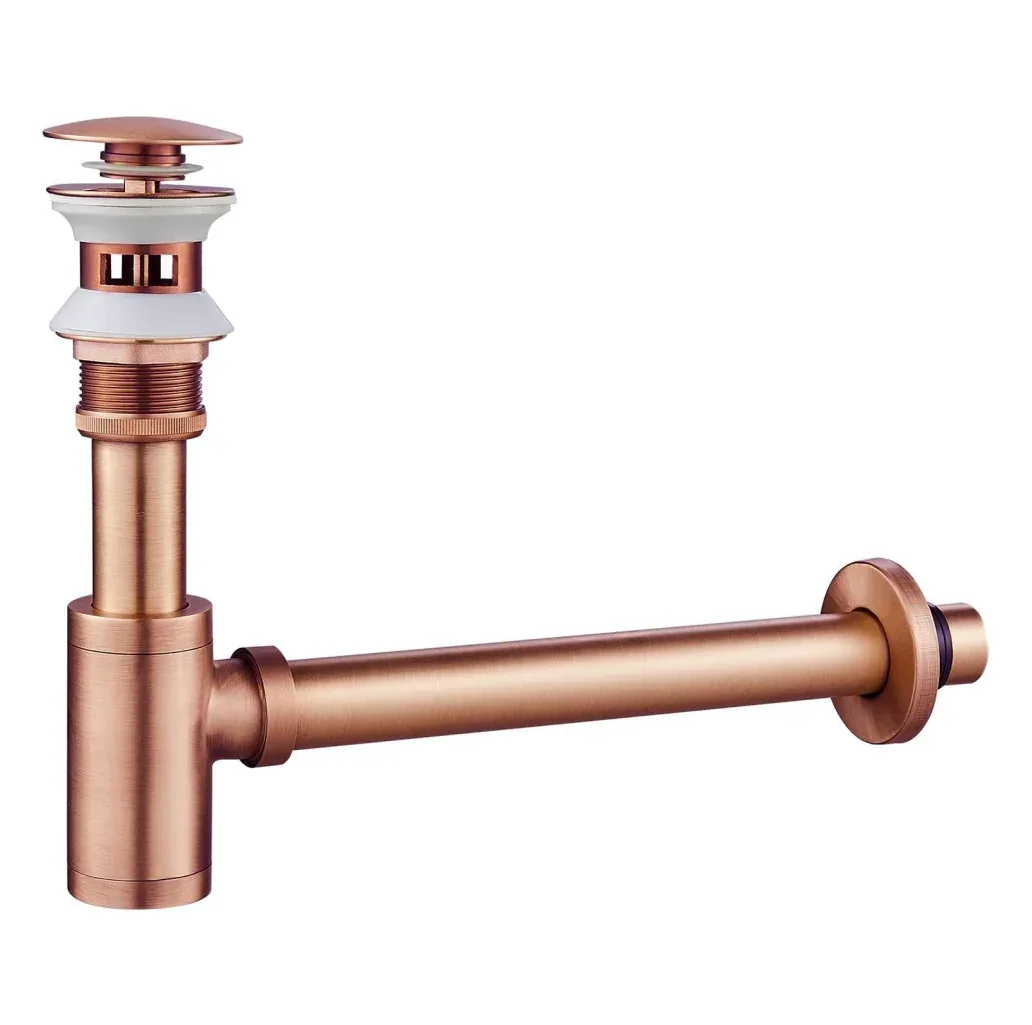 12 inch Stainless Steel Rose Gold Bottle Trap with Flange