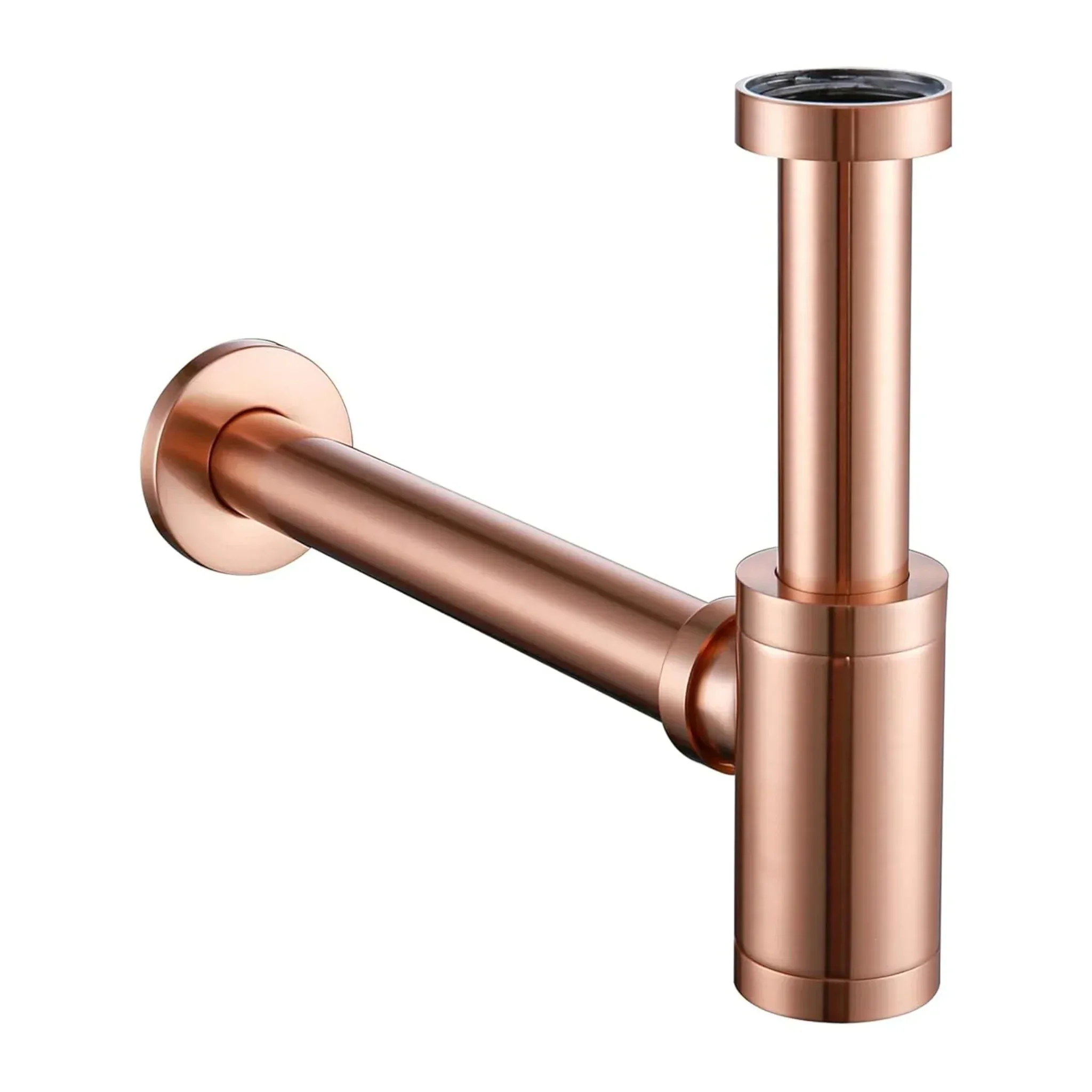 12 inch Stainless Steel Rose Gold Bottle Trap with Flange