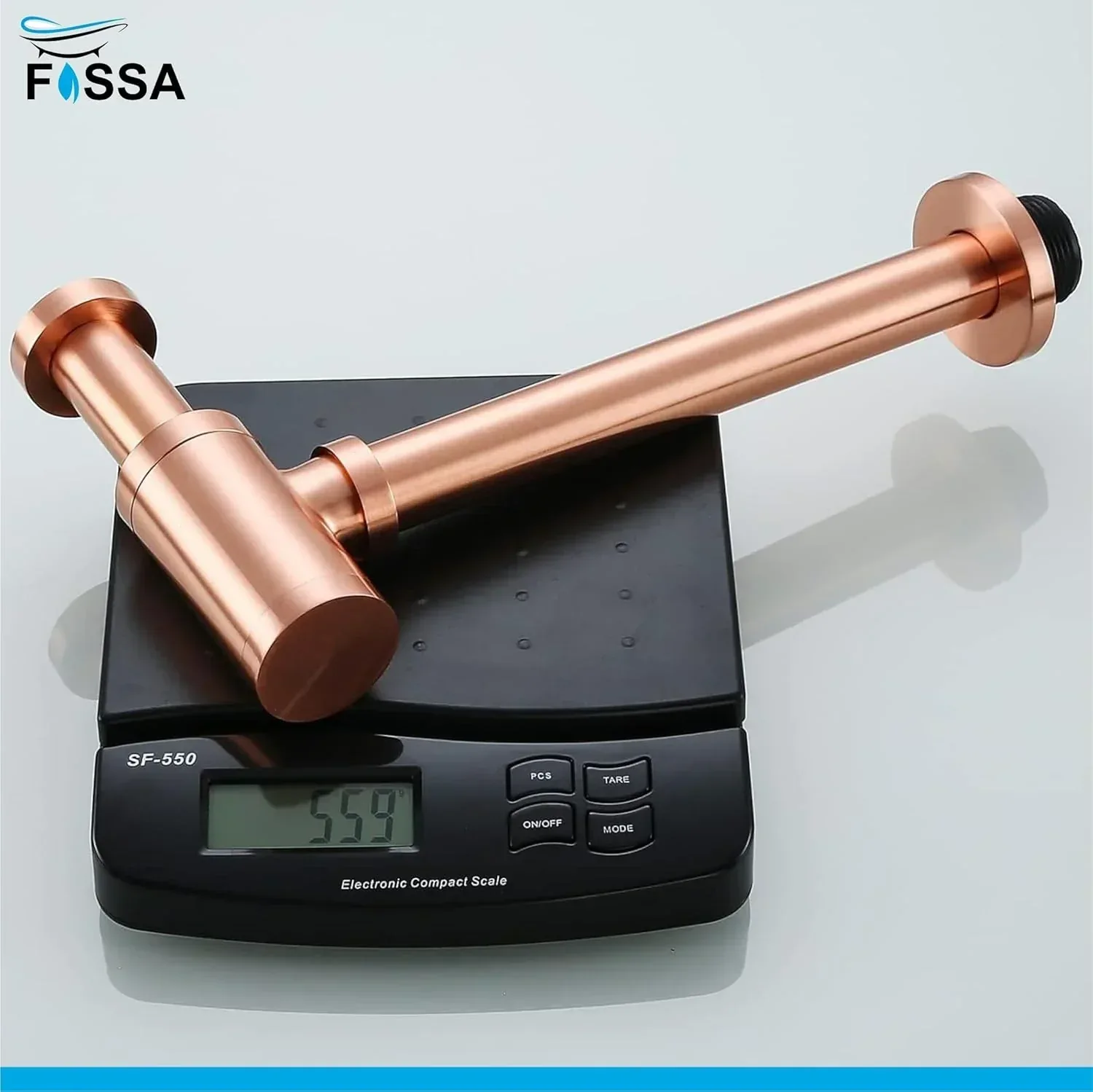 12 inch Stainless Steel Rose Gold Bottle Trap with Flange - Image 4