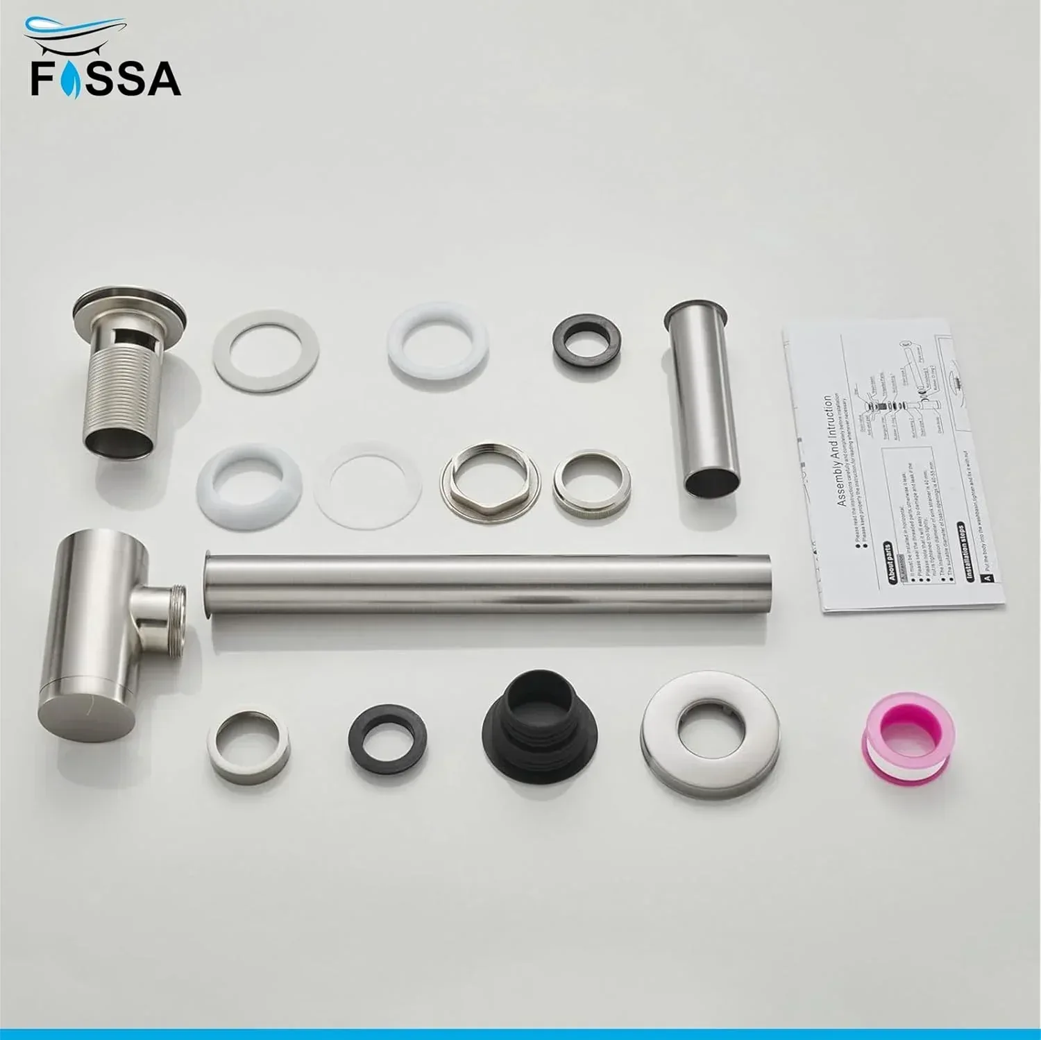 12 inch Stainless Steel Silver Bottle Trap with Flange and Pop up Coupling - Image 8
