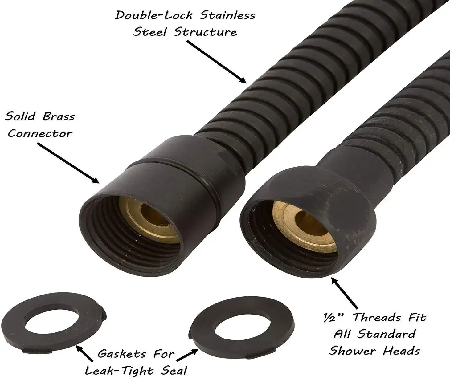 Stainless Steel Shower Hose Pipe - 1 Meter Black - Image 4