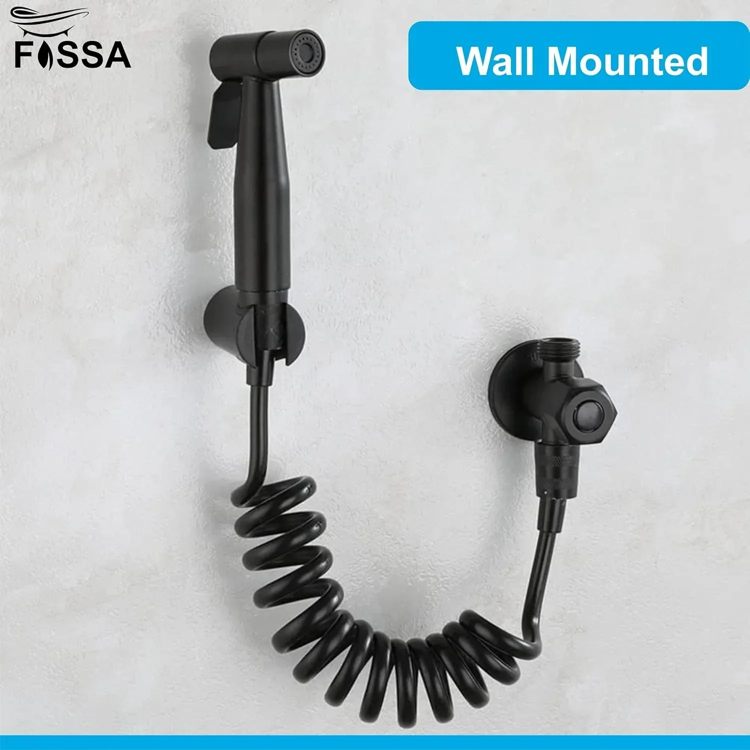 Steelo Stainless Steel Health Faucet with Flexible ABS Spring Hose pipe - 1 Metar Black - Image 2