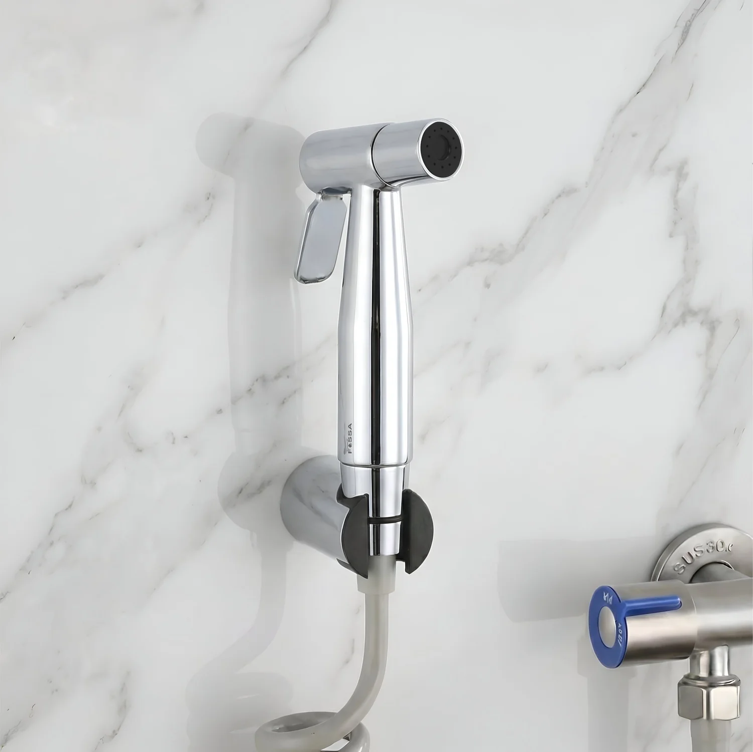 Steelo Stainless Steel Health Faucet with Flexible ABS Spring Hose Pipe - 1 Metar Silver