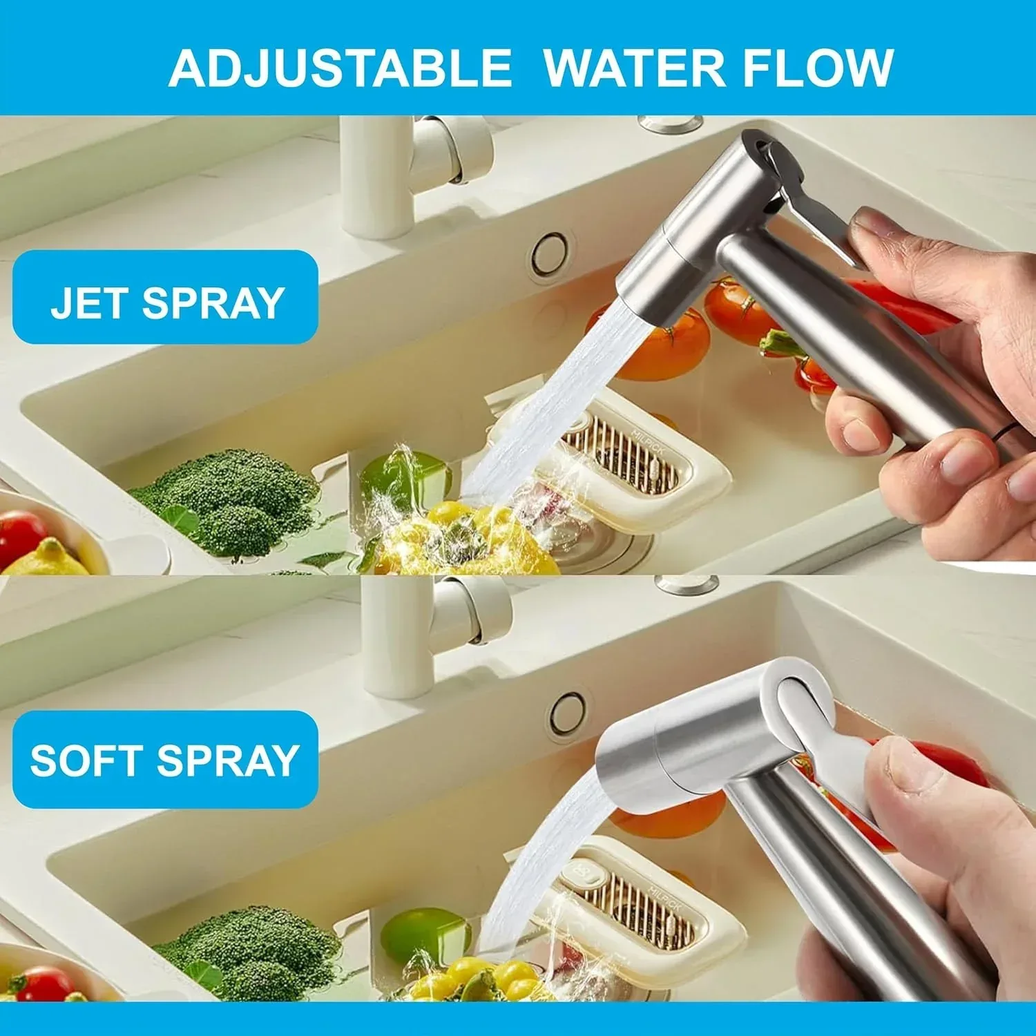 Steelo Stainless Steel Health Faucet with Flexible ABS Spring Hose Pipe - 1 Metar Silver - Image 2
