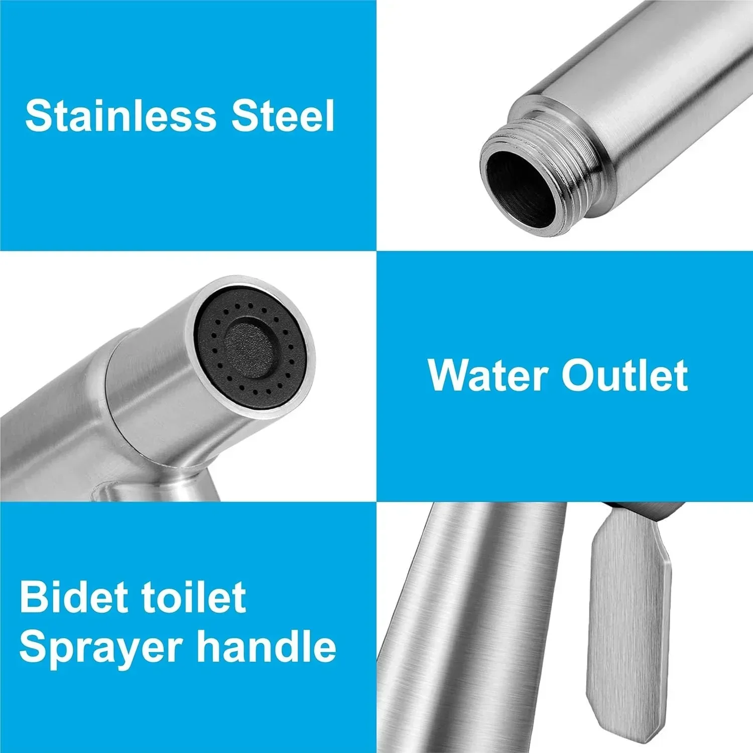 Steelo Stainless Steel Health Faucet with Flexible ABS Spring Hose Pipe - 1 Metar Silver - Image 3