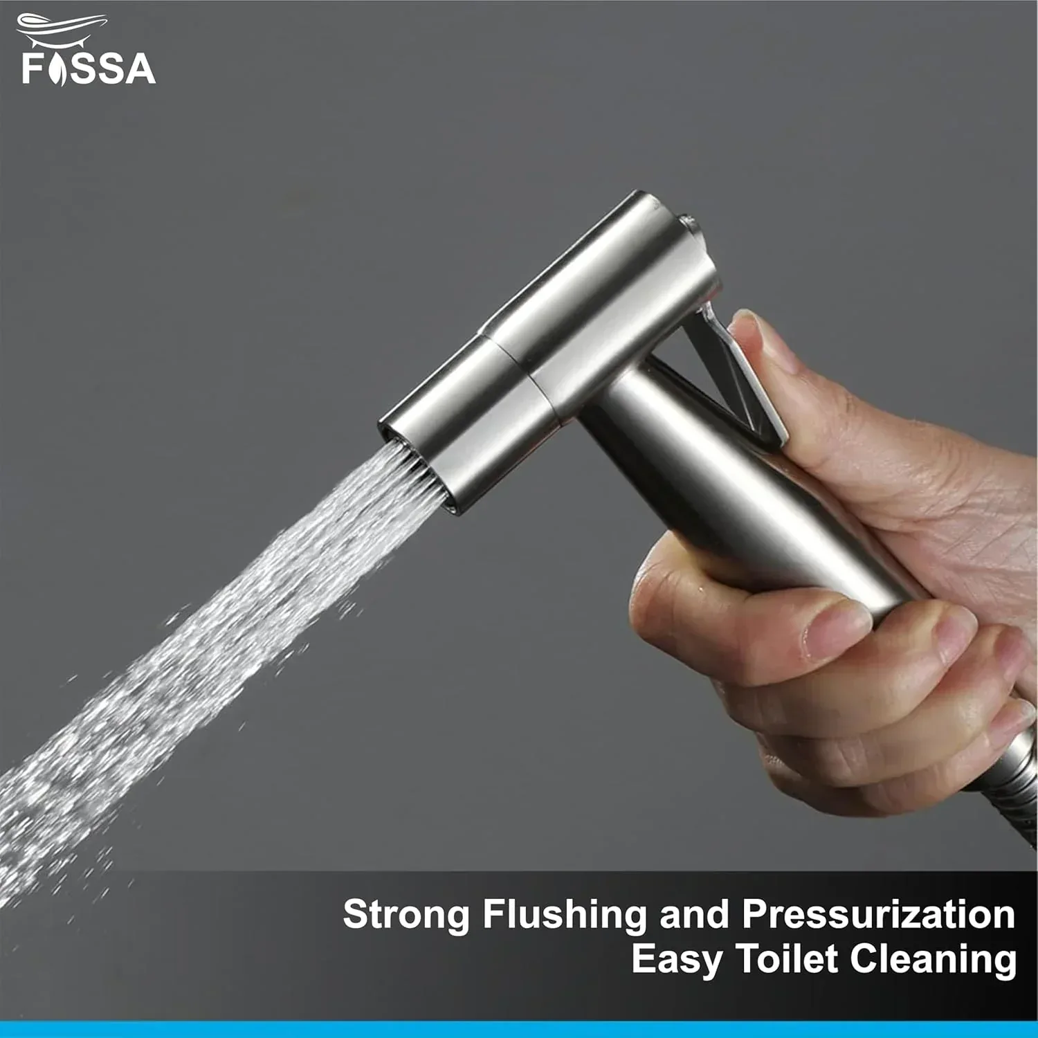 Steelo Stainless Steel Health Faucet with Flexible ABS Spring Hose Pipe - 1 Metar Silver - Image 4
