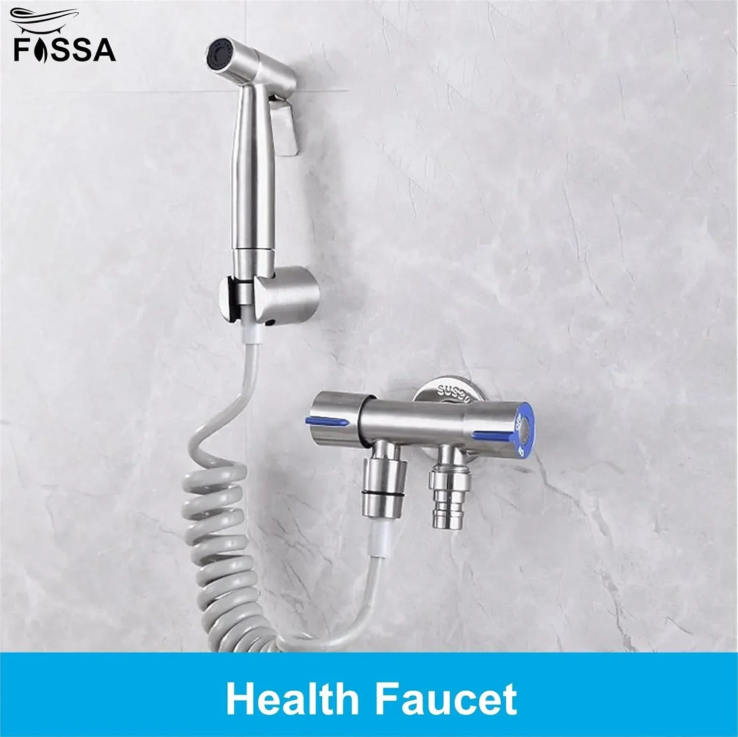 Steelo Stainless Steel Health Faucet with Flexible ABS Spring Hose Pipe - 1 Metar Silver - Image 6