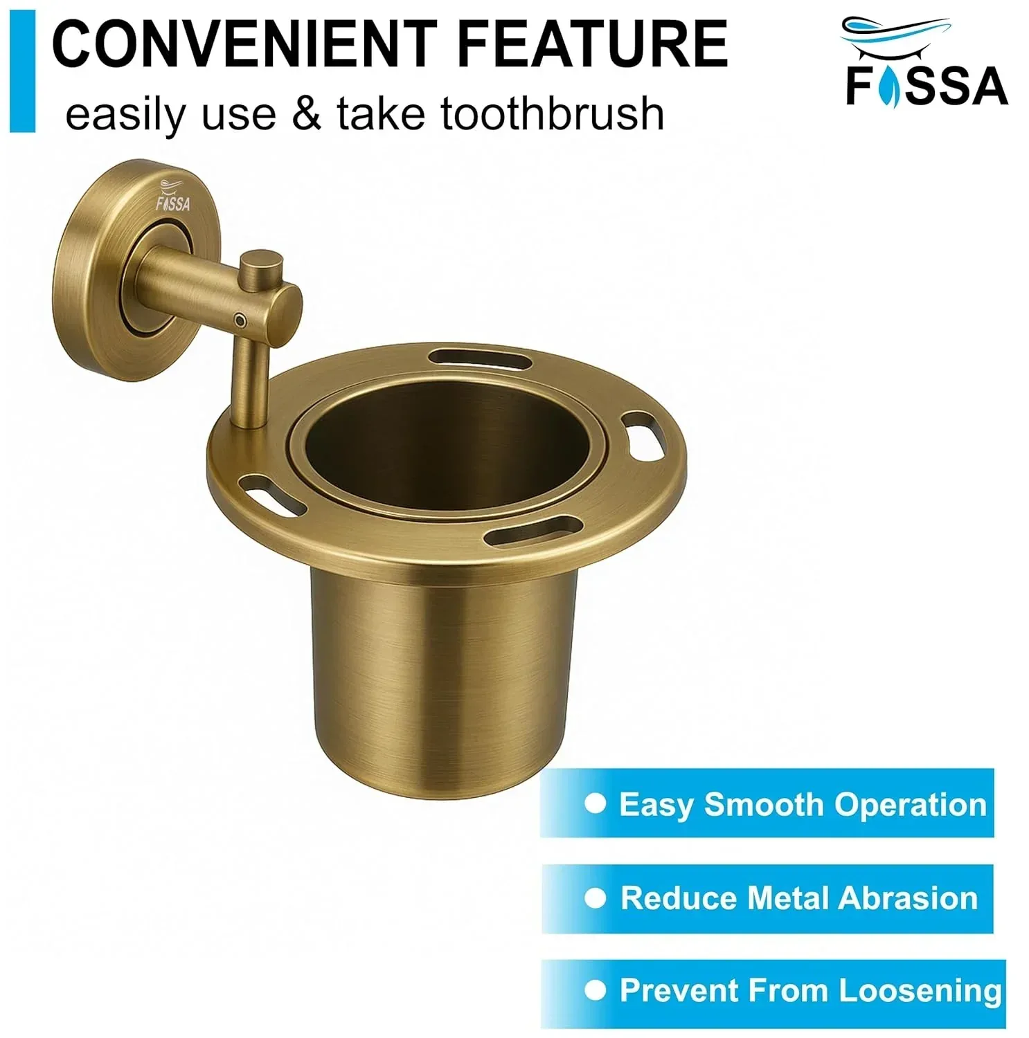 Stainless Steel Wall Mounted Brush & Tumbler Holder Gold - Image 5