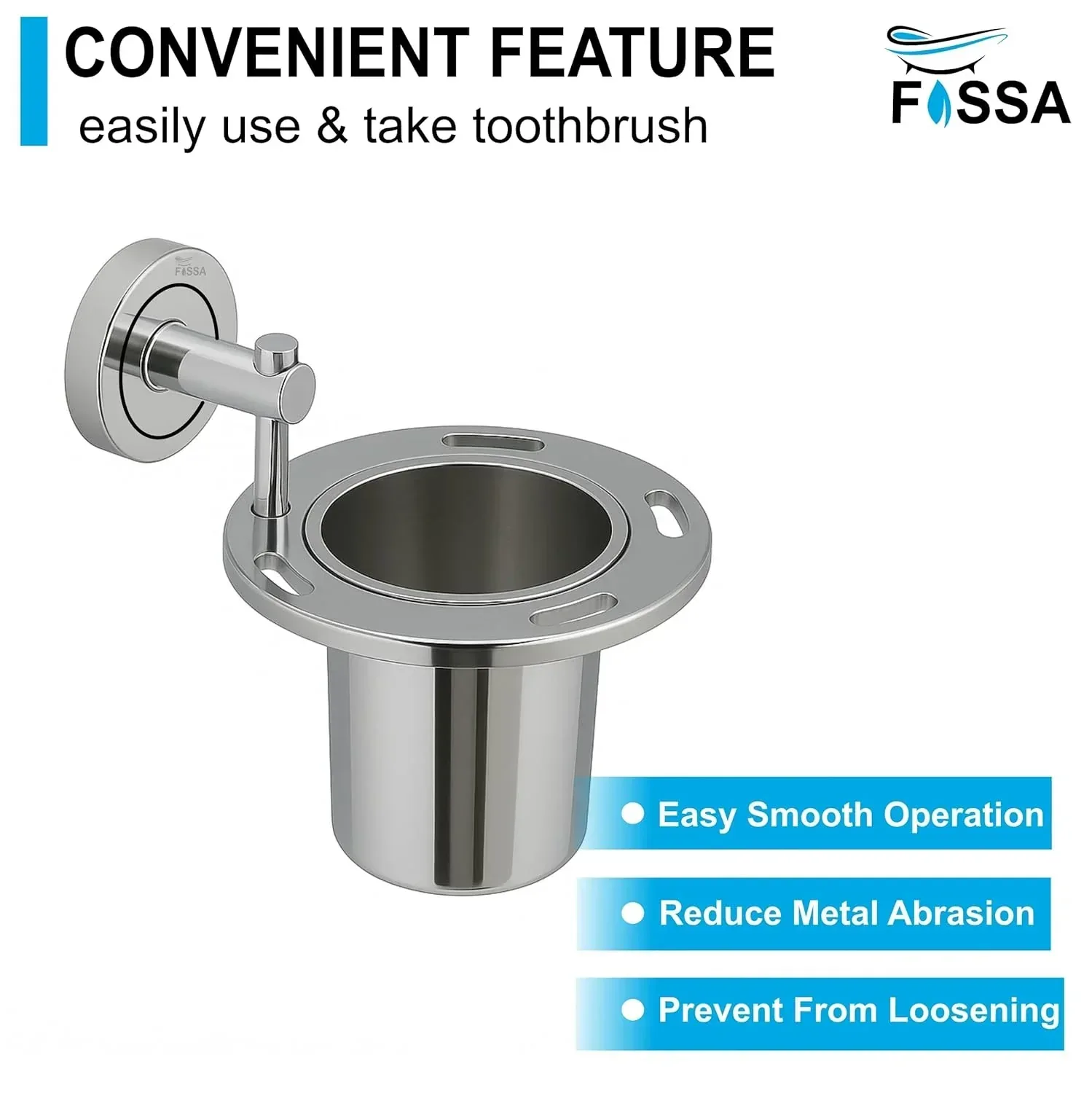 Stainless Steel Wall Mounted Brush & Tumbler Holder Silver - Image 3