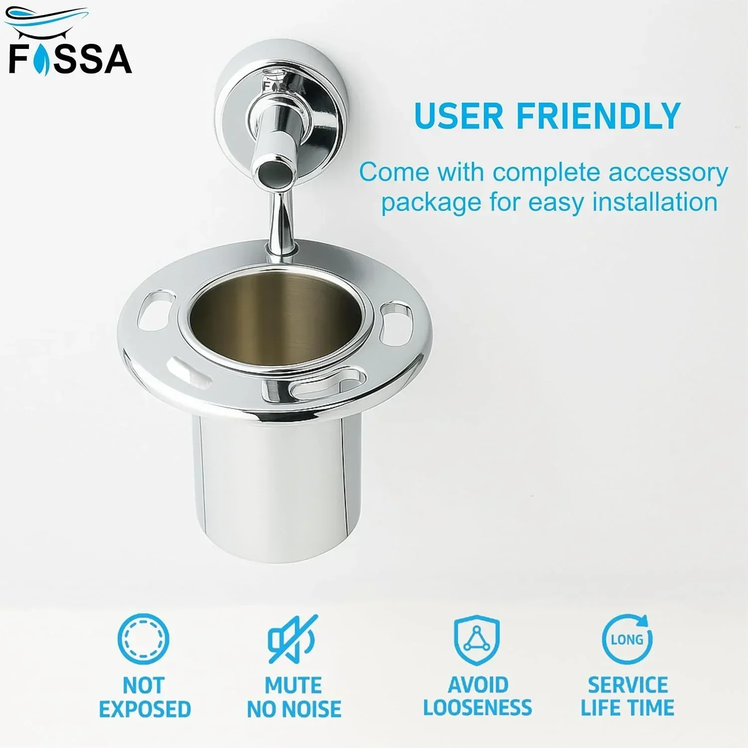 Stainless Steel Wall Mounted Brush & Tumbler Holder Silver - Image 5