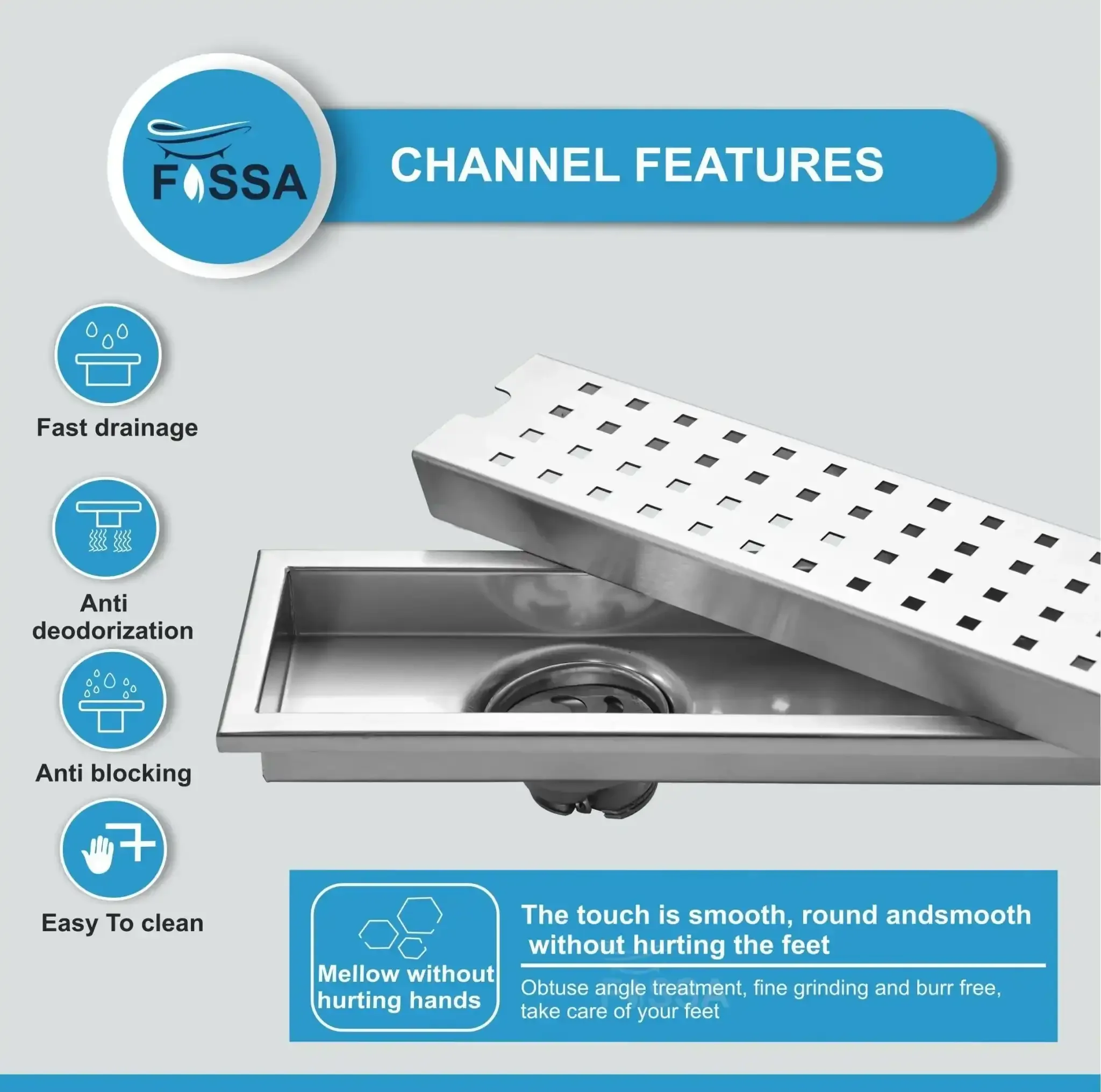 Ultra (30 x 4 Inches) 304 Grade Brushed Shower Drain Channel Floor Drain - Image 3