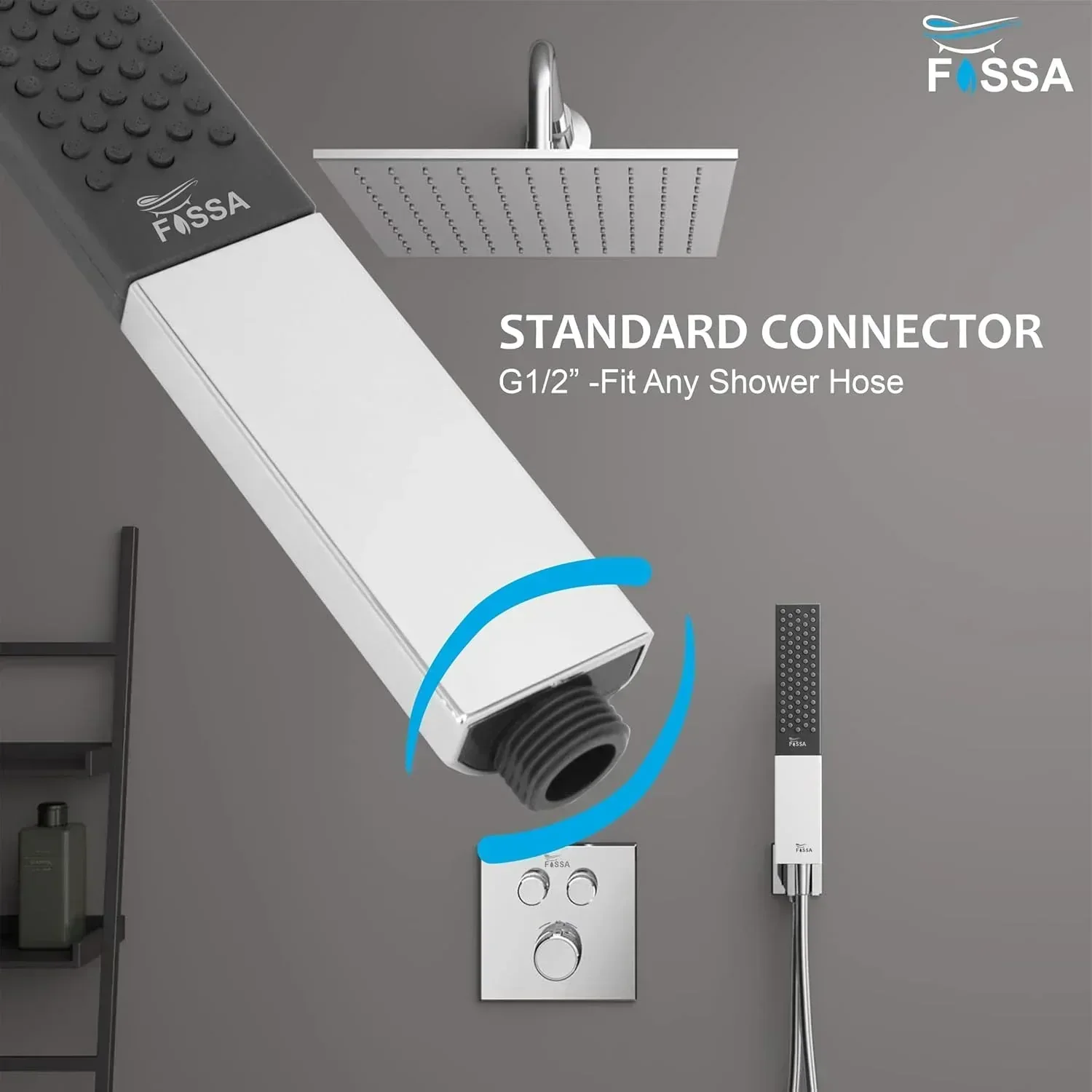 Fossa Vista Square ABS Hand-Held Shower for Bathroom, High Pressure Shower Chrome Finish (Only Shower) - Image 5