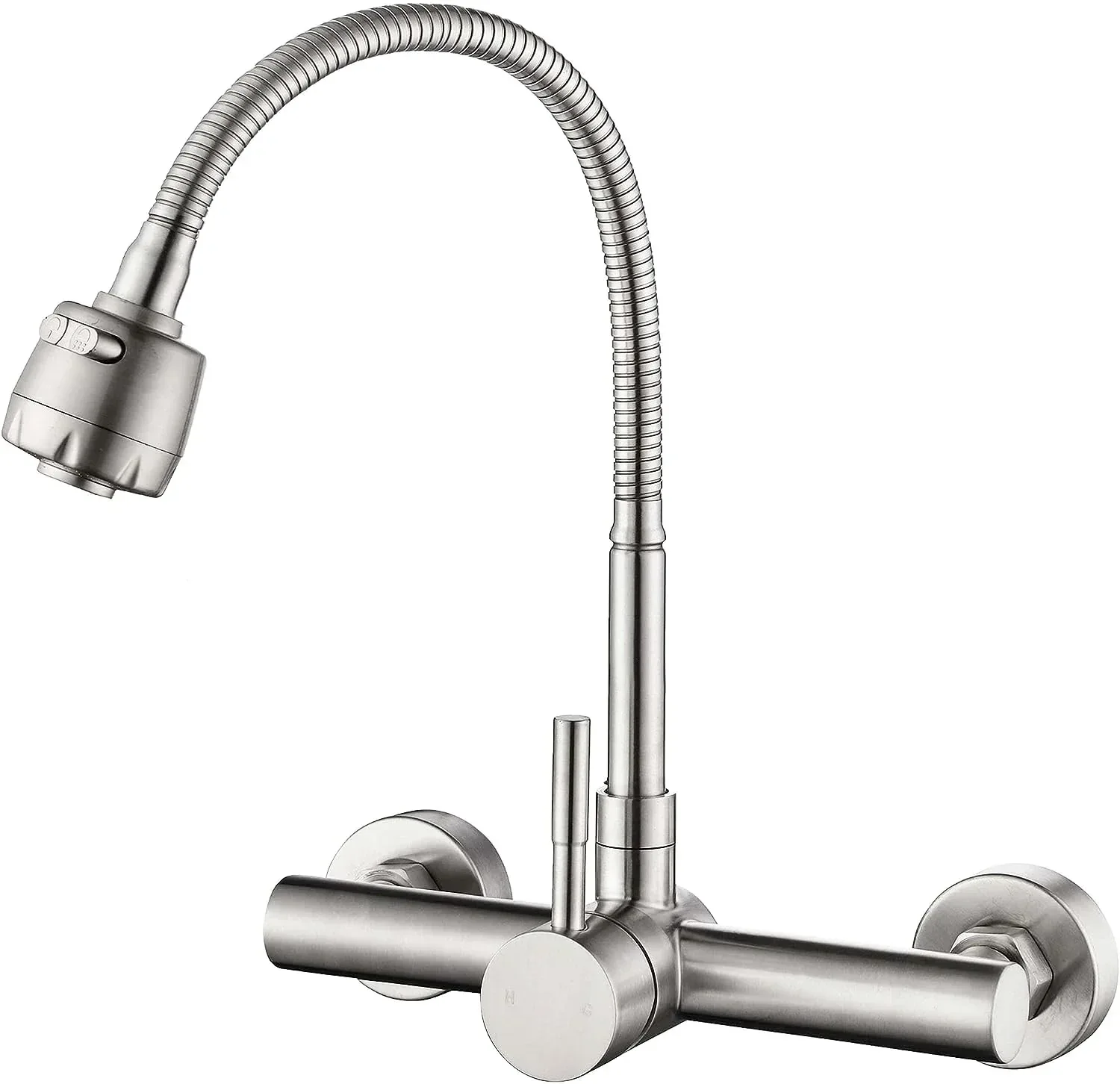 Dual-Flow Wall-Mount 360° Hot & Cold Kitchen Mixer Faucet Silver