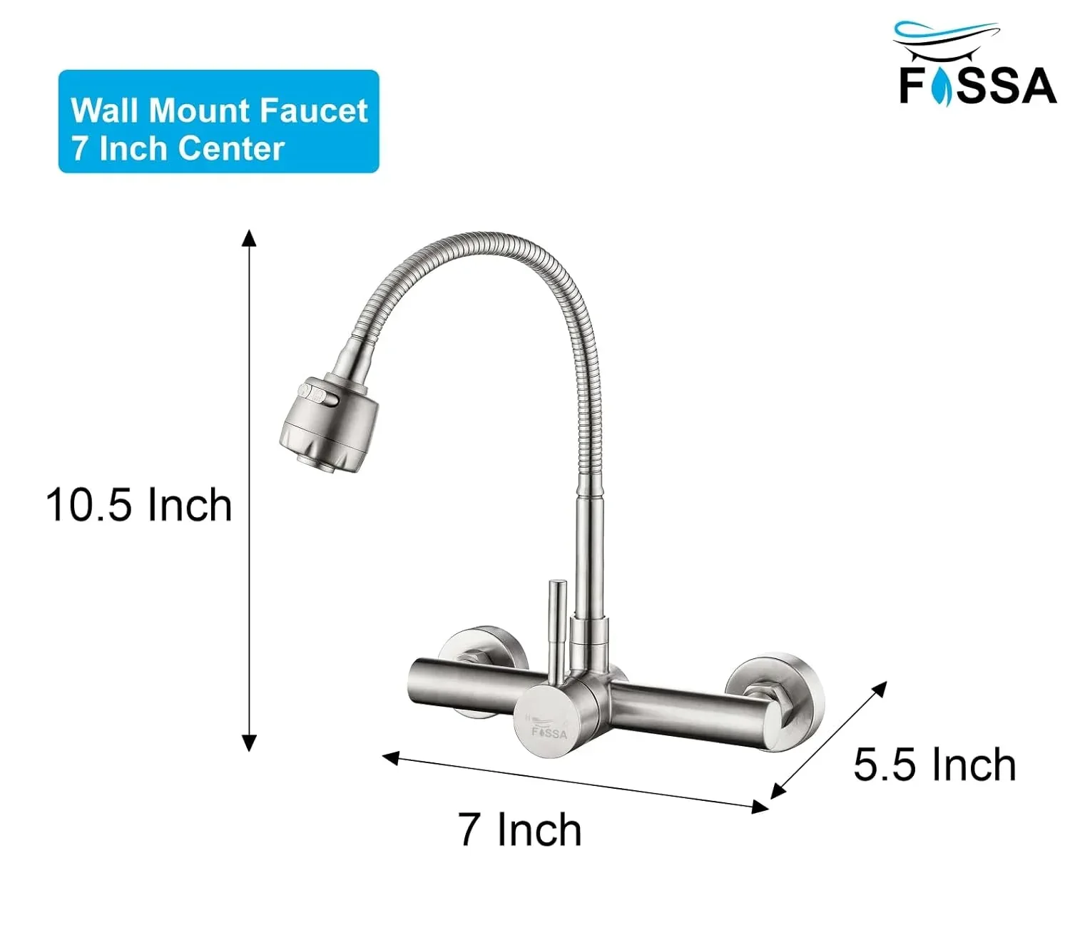Dual-Flow Wall-Mount 360° Hot & Cold Kitchen Mixer Faucet Silver - Image 2