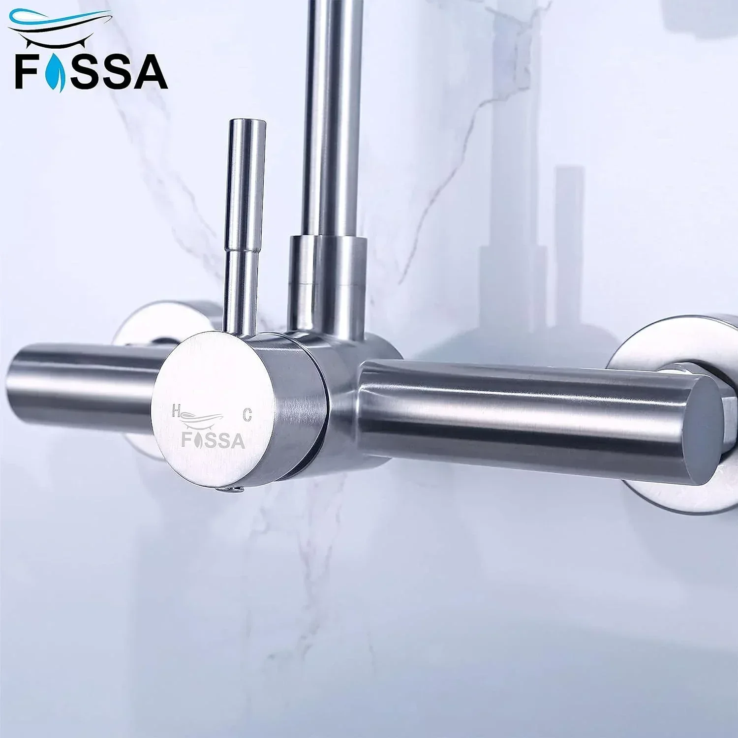 Dual-Flow Wall-Mount 360° Hot & Cold Kitchen Mixer Faucet Silver - Image 5