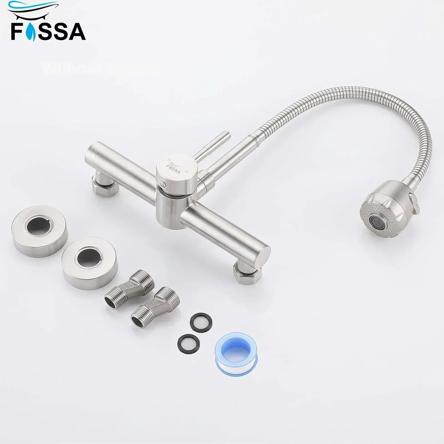 Dual-Flow Wall-Mount 360° Hot & Cold Kitchen Mixer Faucet Silver - Image 9