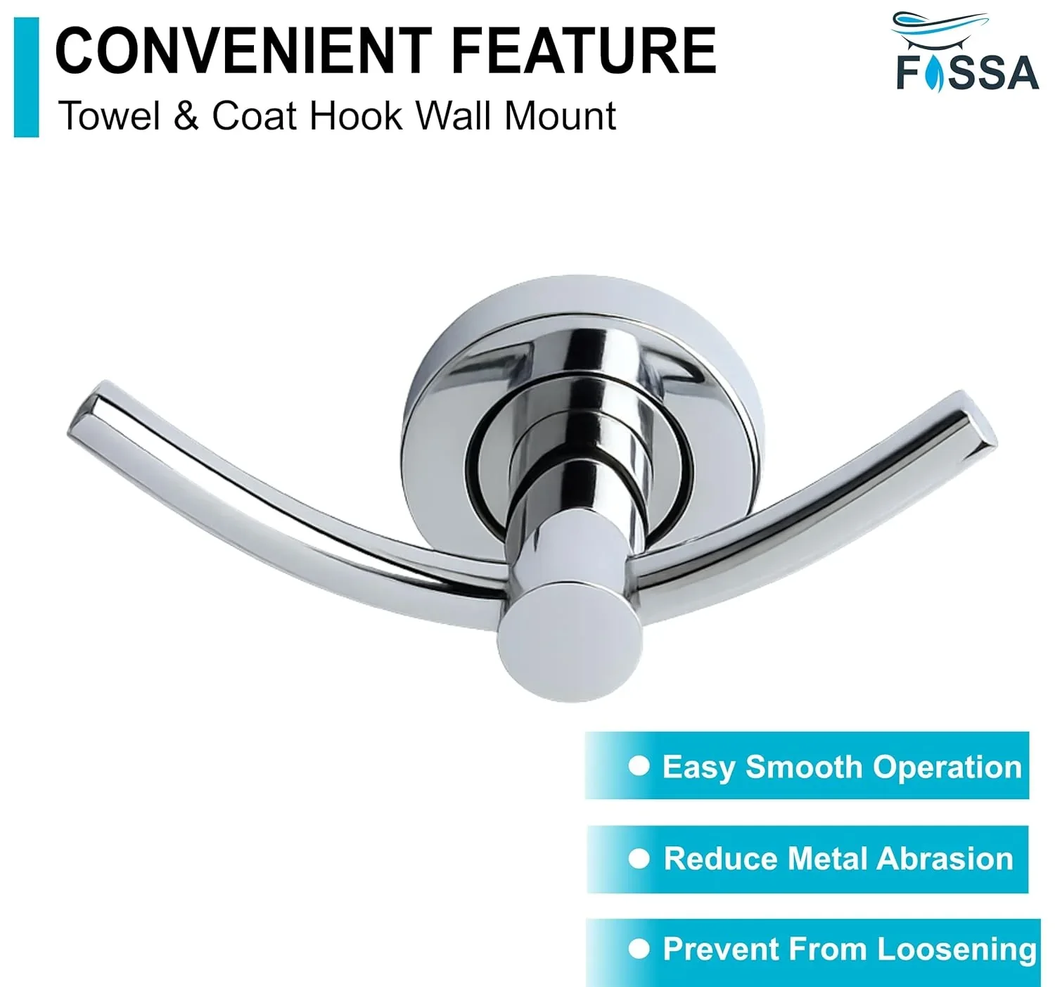 Wall Mounted Stainless Steel Towel & Robe Hook Chrome Finish (Silver) - Image 4