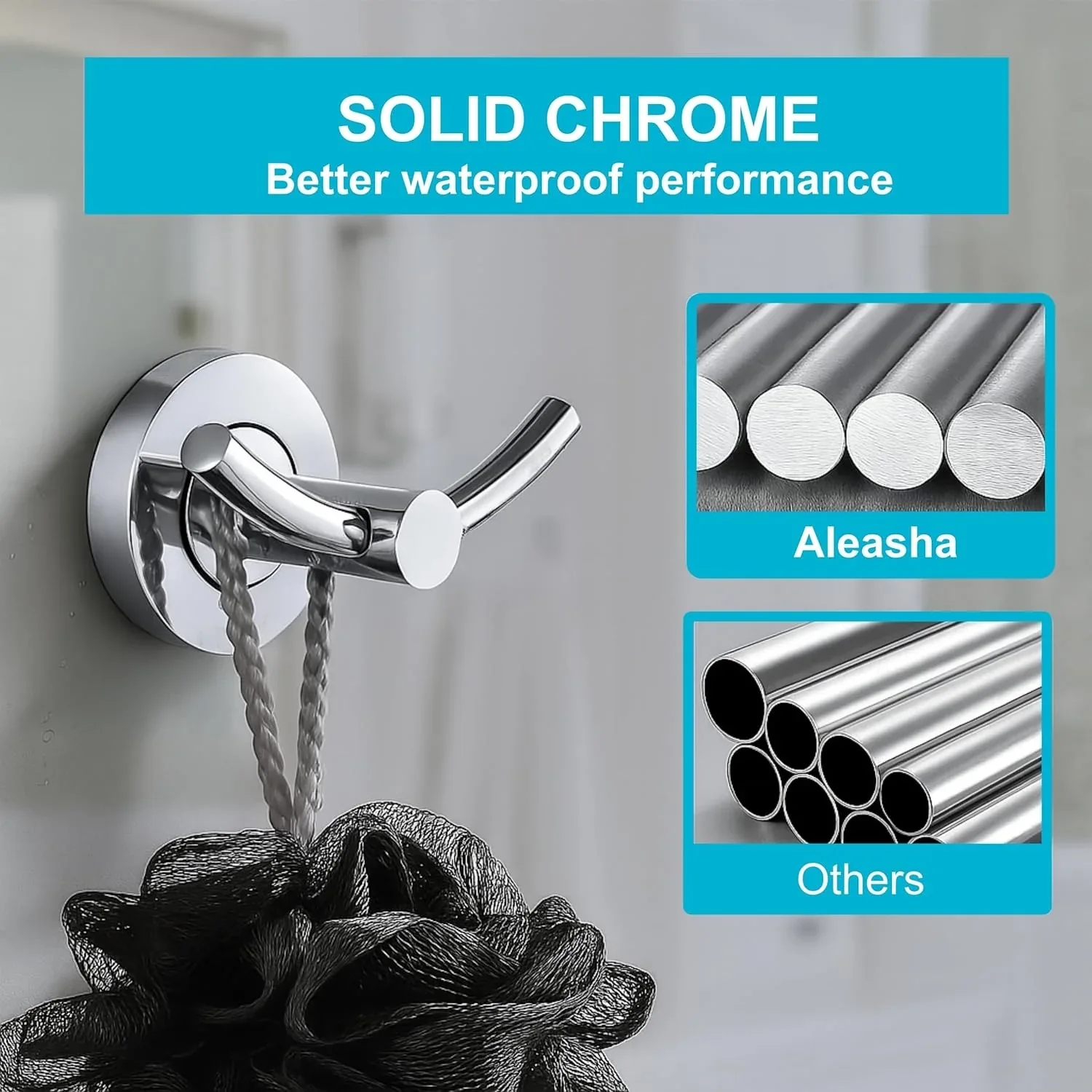 Wall Mounted Stainless Steel Towel & Robe Hook Chrome Finish (Silver) - Image 5