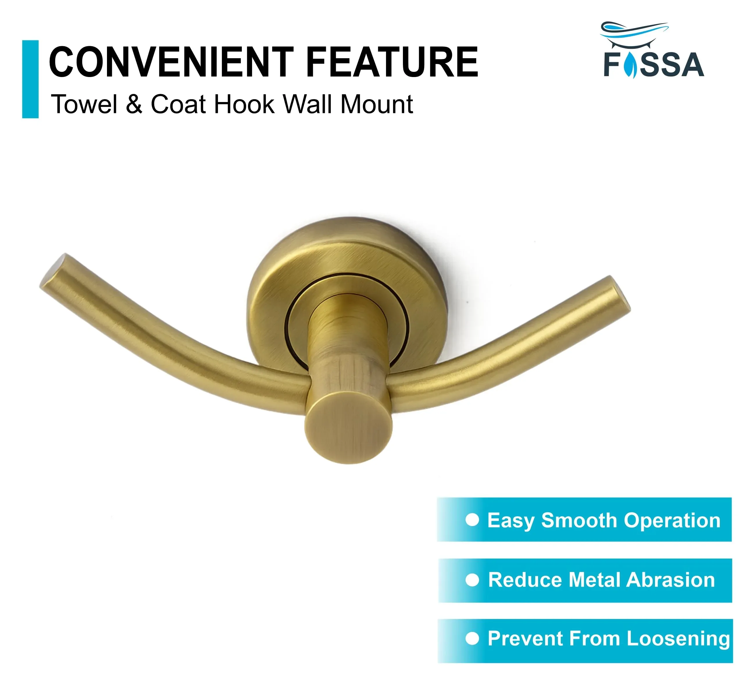 Wall Mounted Stainless Steel Towel & Robe Hook Matte Finish Gold - Image 3