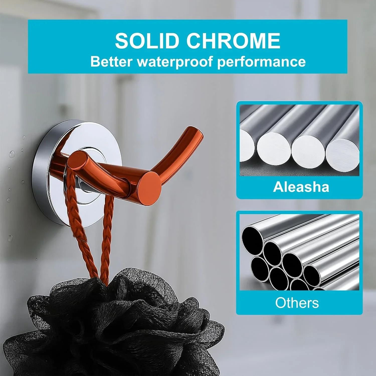 Wall Mounted Stainless Steel Towel & Robe Hook Matte Finish Rose Gold & Silver - Image 2
