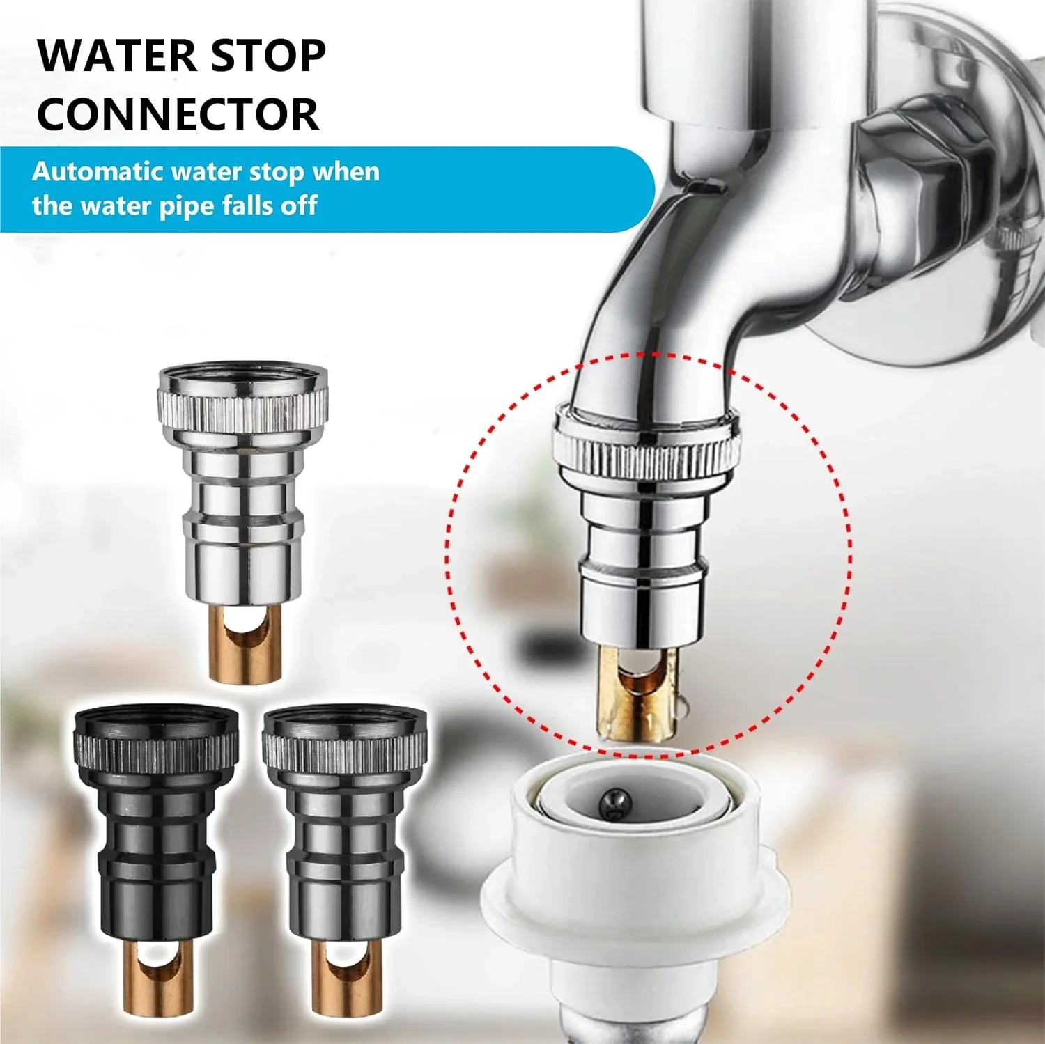 Fossa Washing Machine Tap Faucet Adapter Nozzle  cock Silver Pack OF 2 - Image 8