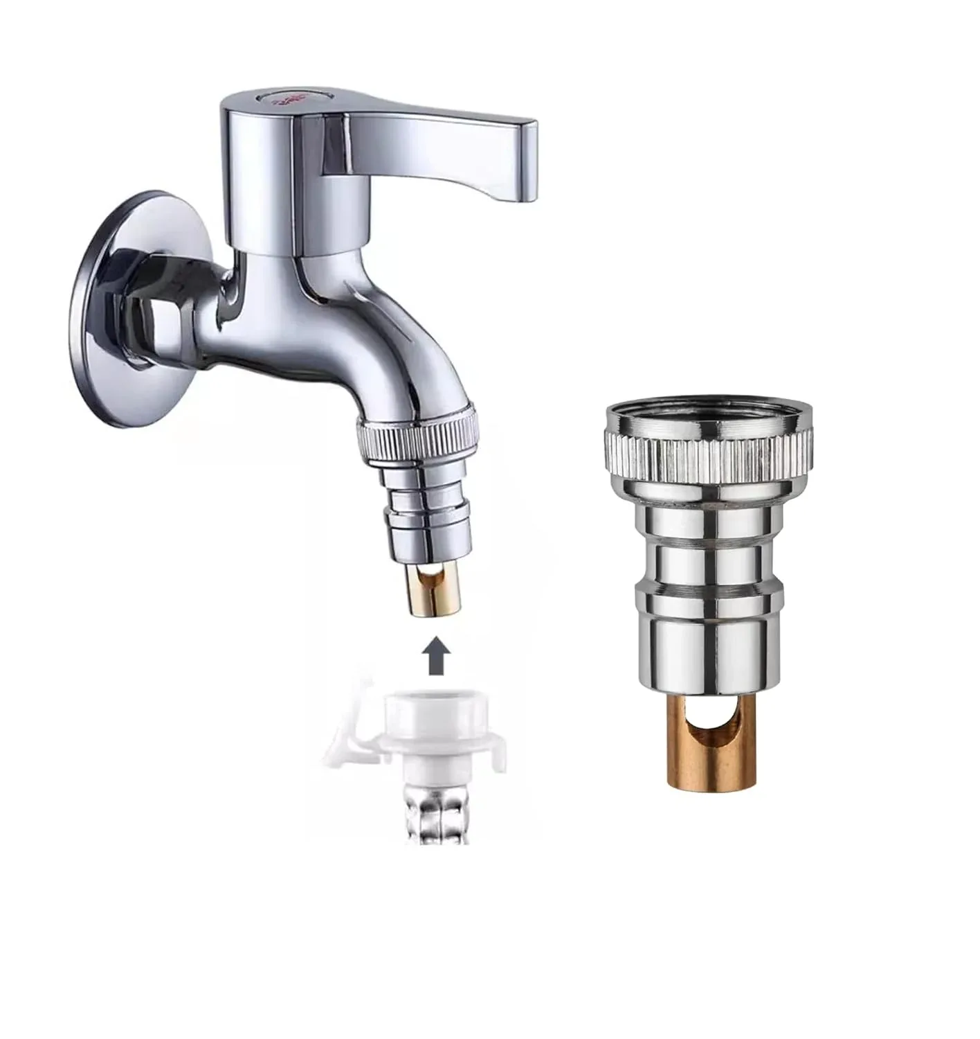 Fossa Washing Machine Tap Faucet Adapter Nozzle cock Silver Pack OF 1