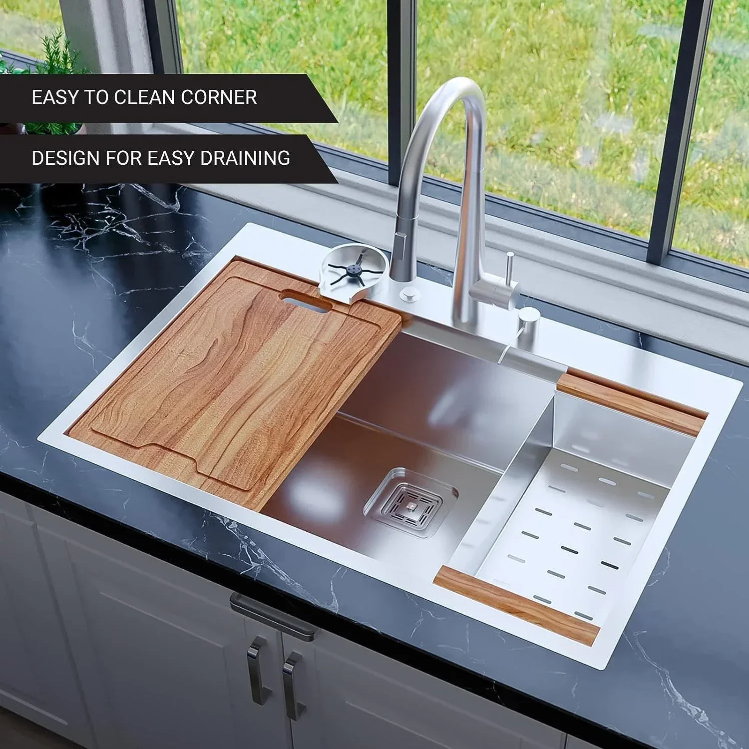 Waste Pipe with couplling single bowl kitchen sink silver - Image 5