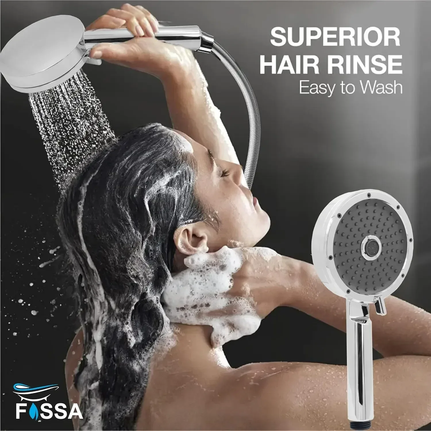 Wondra 3 Modes Chrome Finish Hand Shower With 1.5 Meter 304- Grade Stainless Steel Hose Pipe & Hook - Image 5