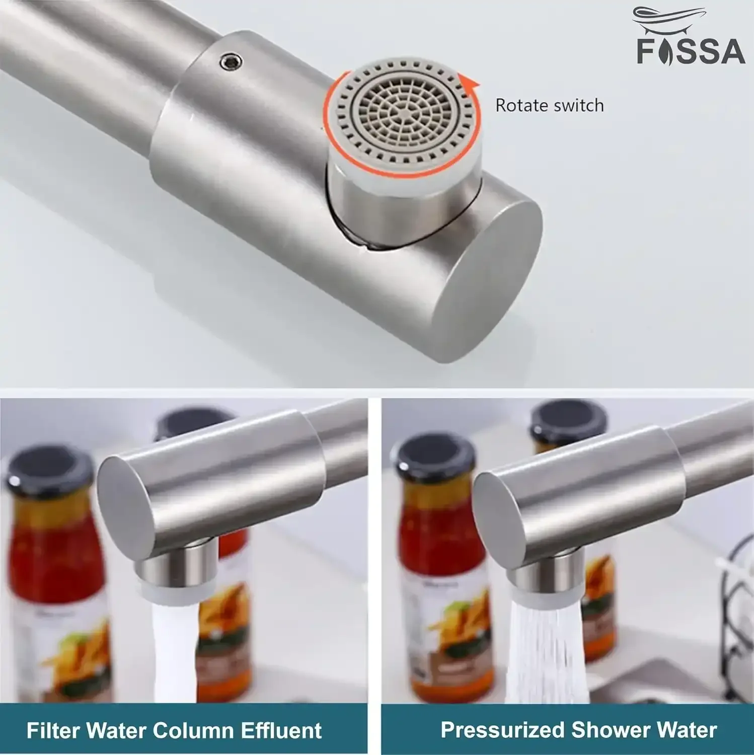 Zig Zag Single-Flow 360° Hot & Cold SUS 304 Stainless Steel Kitchen Mixer Faucet Silver - Image 4