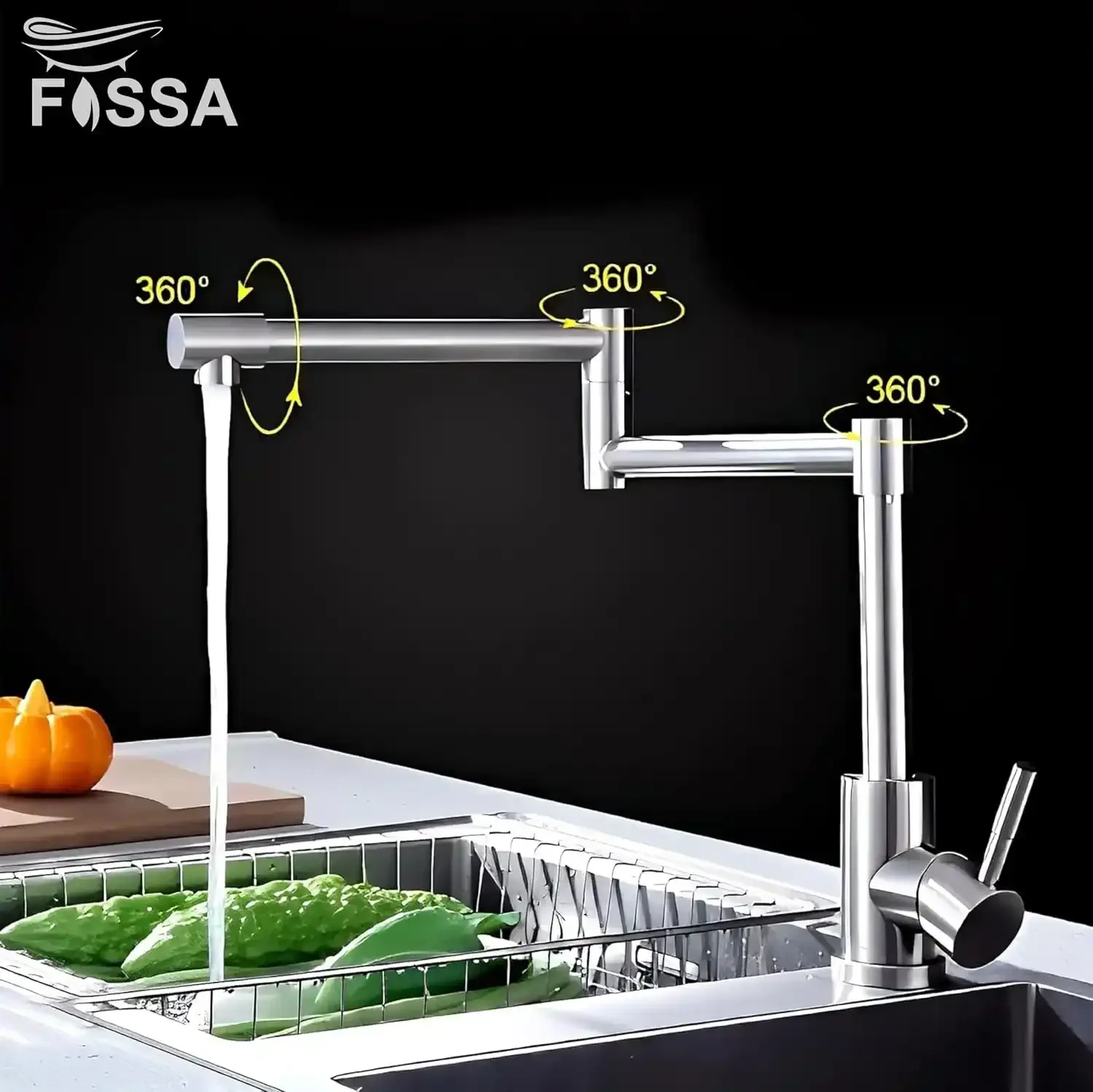 Zig Zag Single-Flow 360° Hot & Cold SUS 304 Stainless Steel Kitchen Mixer Faucet Silver - Image 6