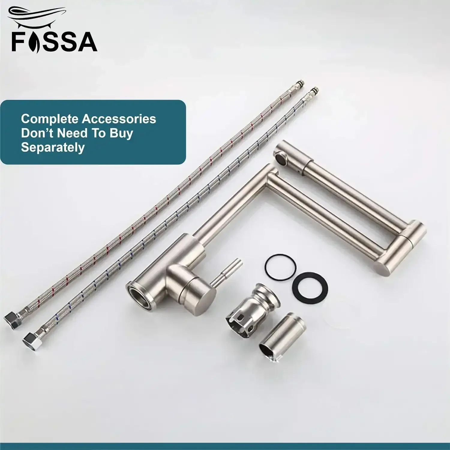 Zig Zag Single-Flow 360° Hot & Cold SUS 304 Stainless Steel Kitchen Mixer Faucet Silver - Image 7
